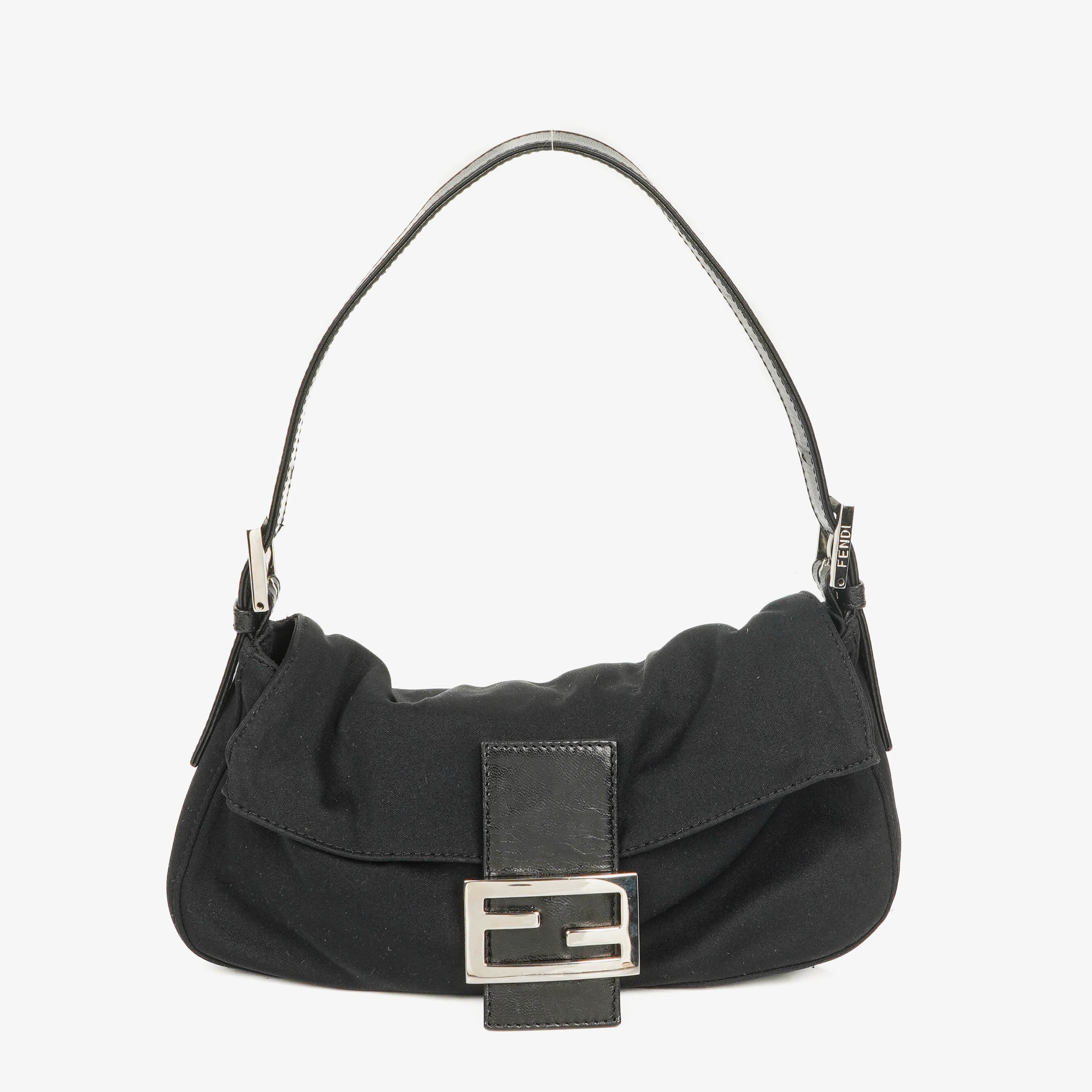 Fendi Black Cloth Baguette Bag