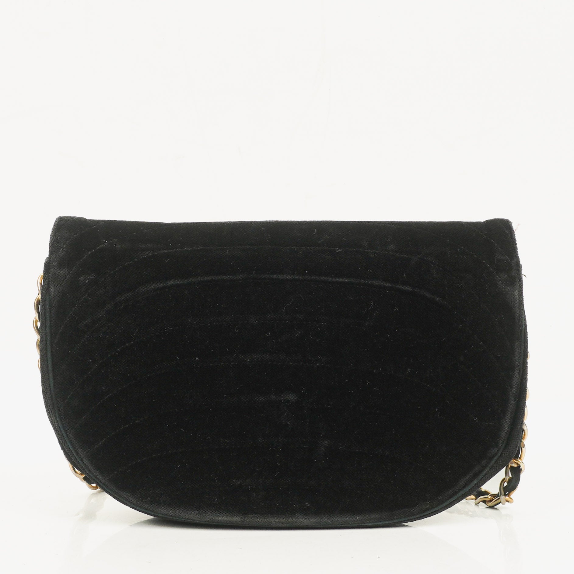 Chanel Kleine Halbmond Schwarze Samt Klappentasche