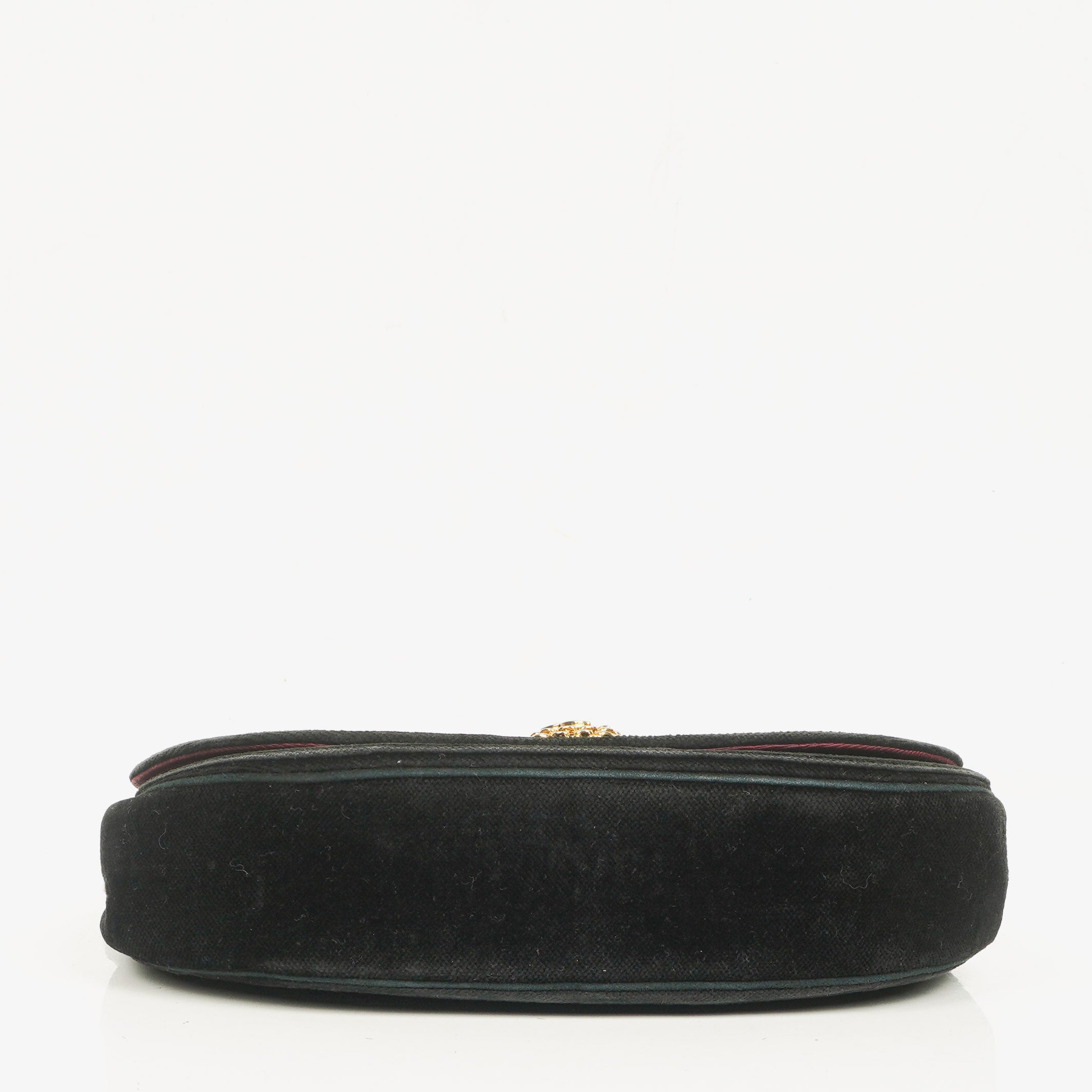 Chanel Kleine Halbmond Schwarze Samt Klappentasche