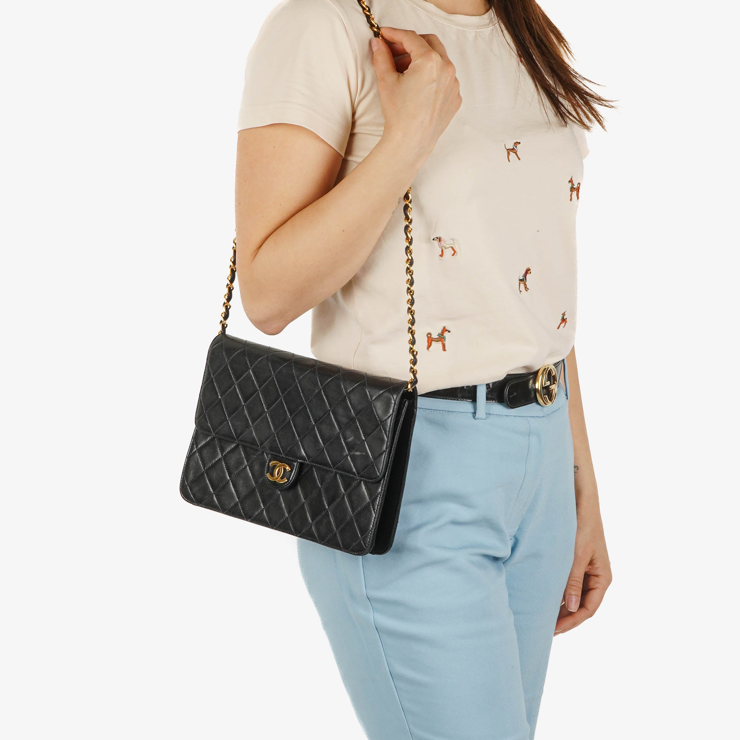 Chanel Classic Single Flap Bag Quilted Lambskin With 24K Gold-Plated Hardware
