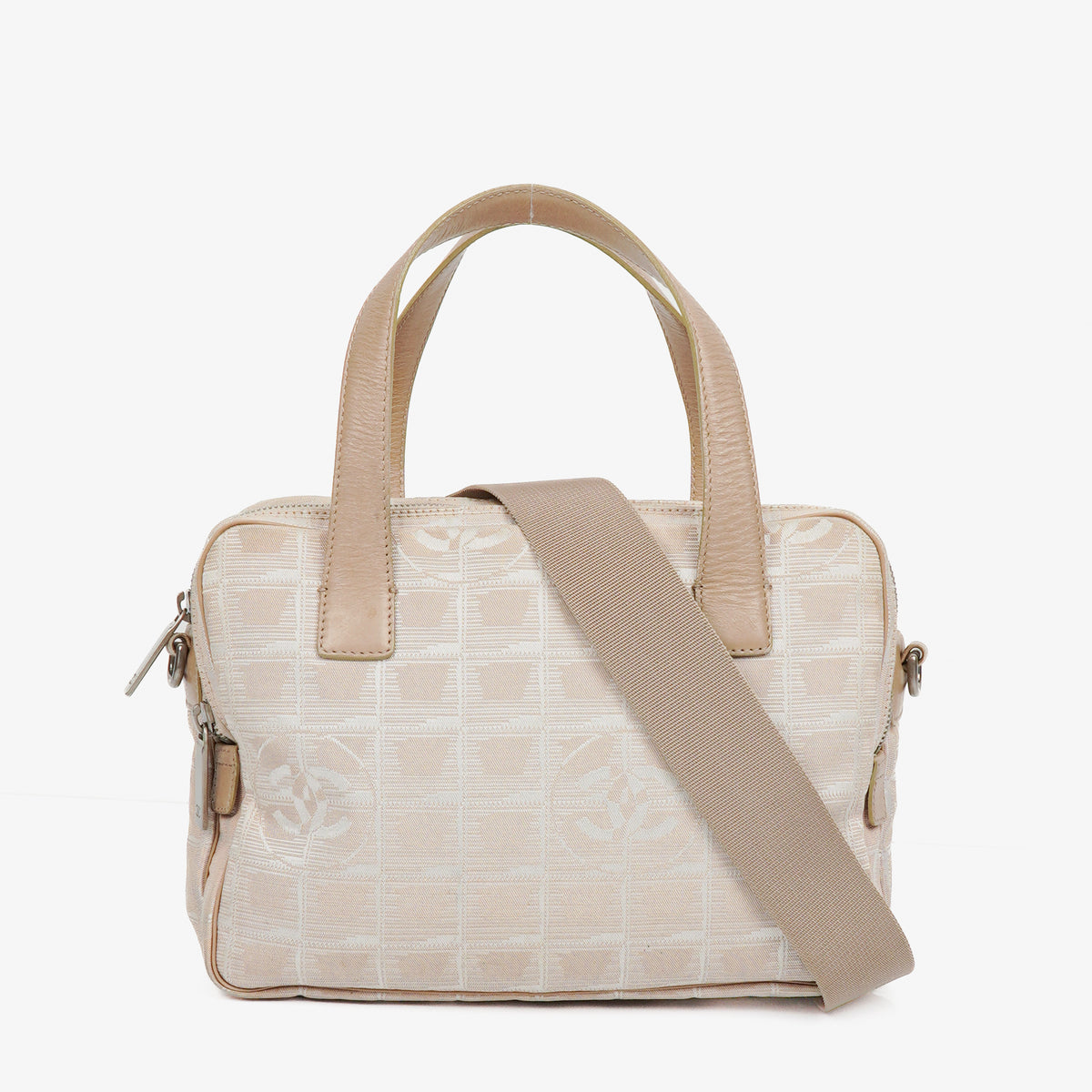 Chanel Travel Line Beige Nylon CC Logo Bag