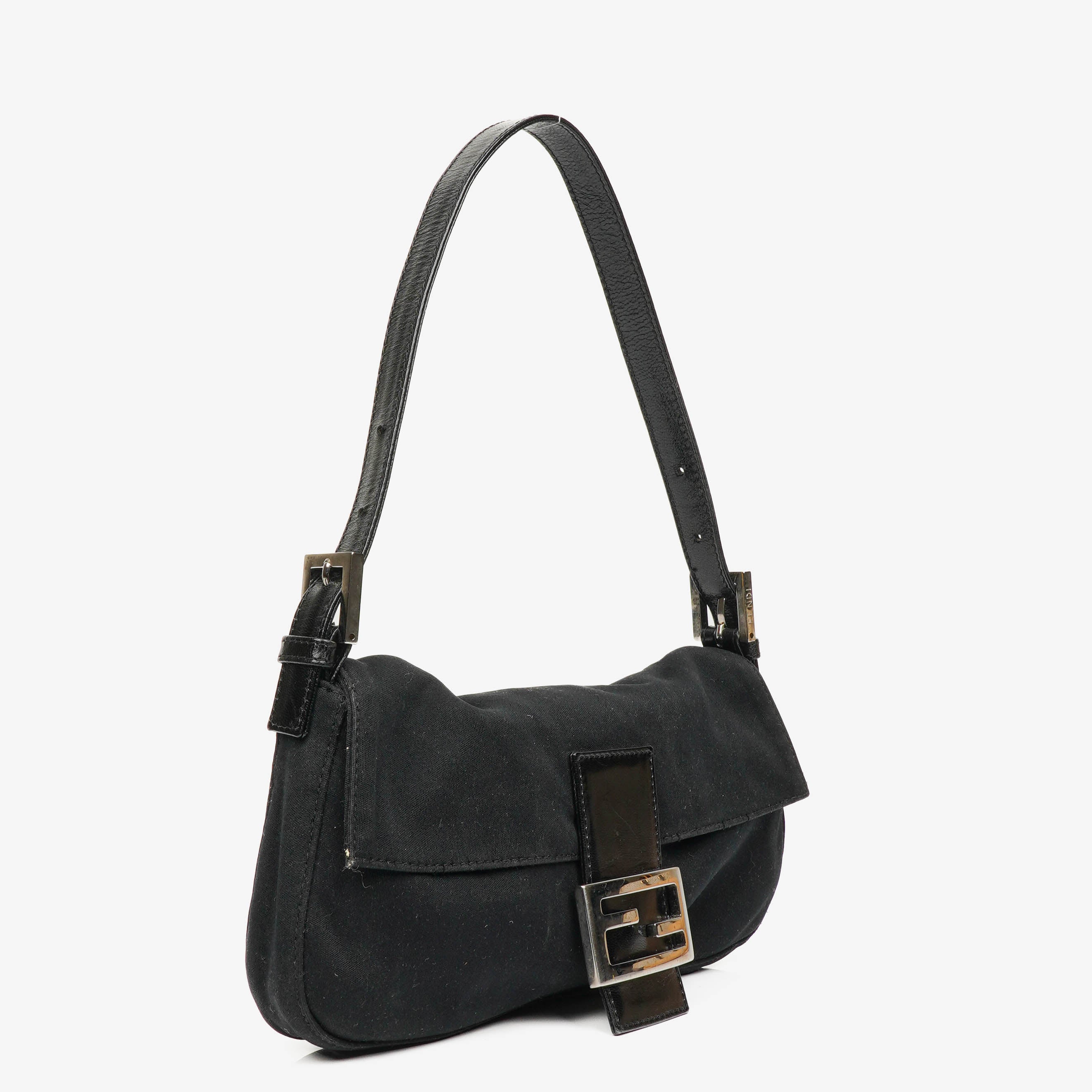 Fendi Baguette Black Neoprene Shoulder Bag