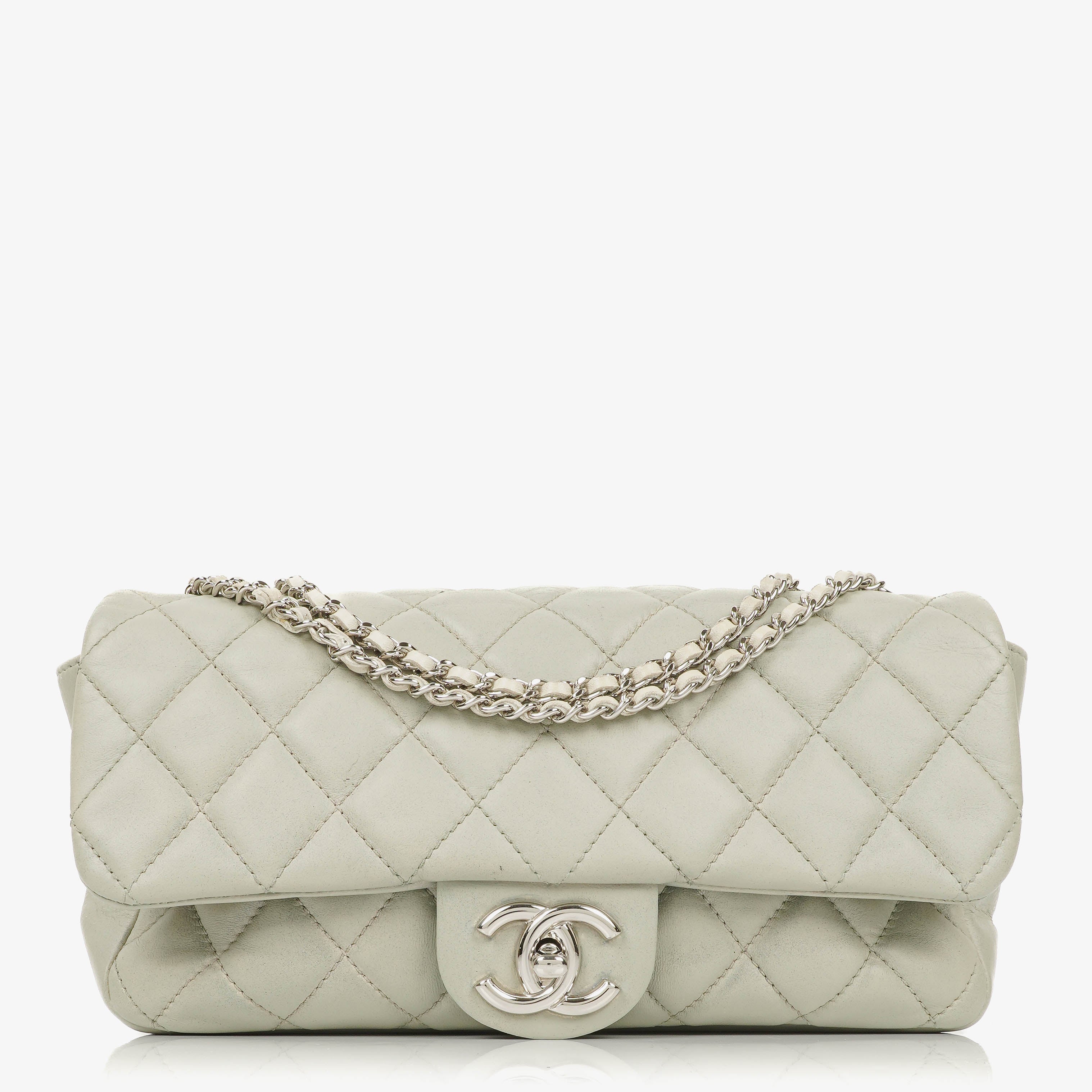 Chanel East West Quilted Leather Flap Bag With Silver-Tone Hardware