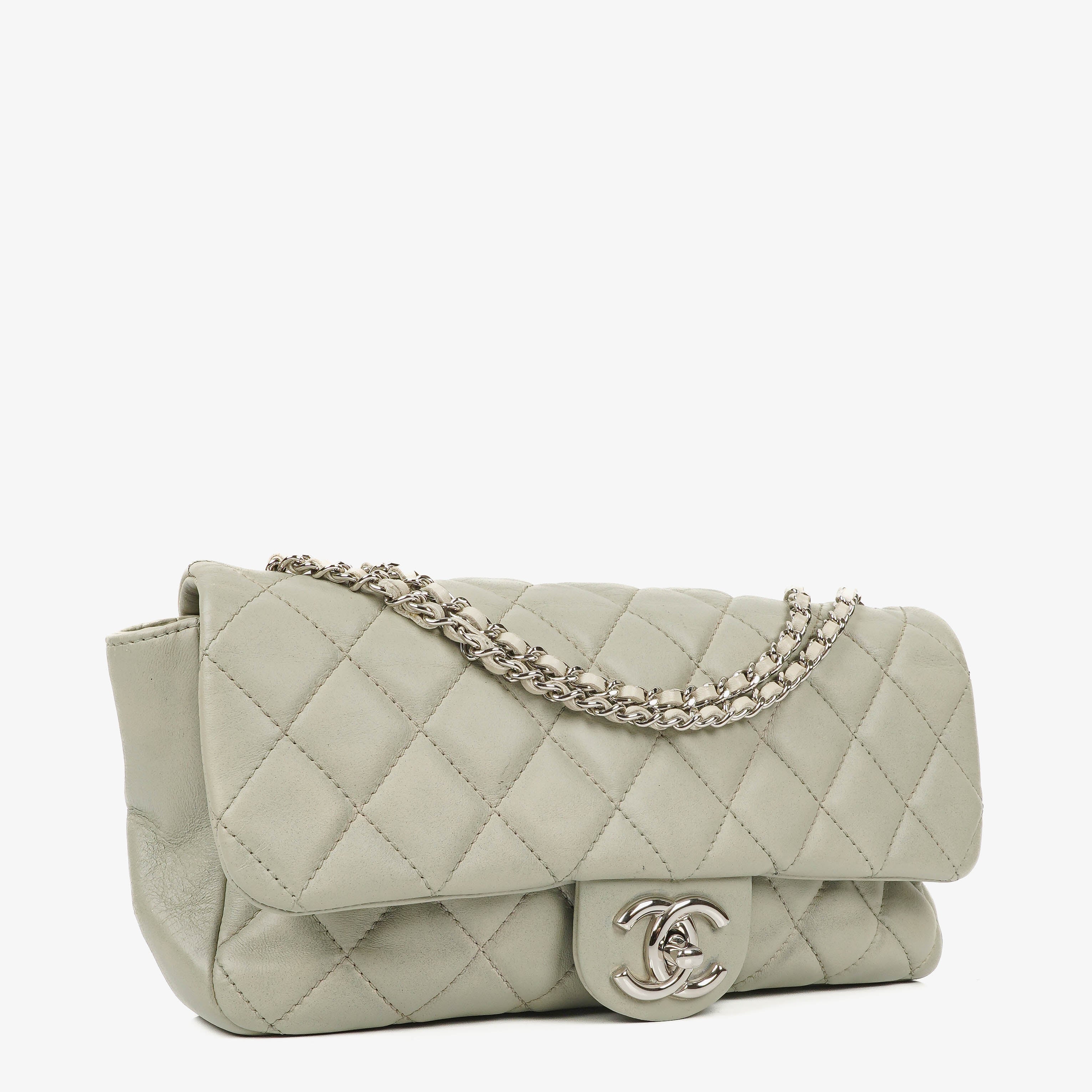 Chanel East West Quilted Leather Flap Bag With Silver-Tone Hardware