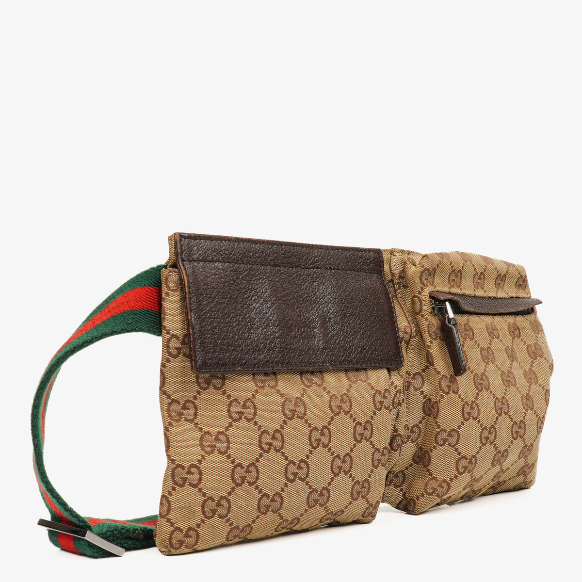 Gucci GG Beige/Green Monogram Canvas Belt Bag
