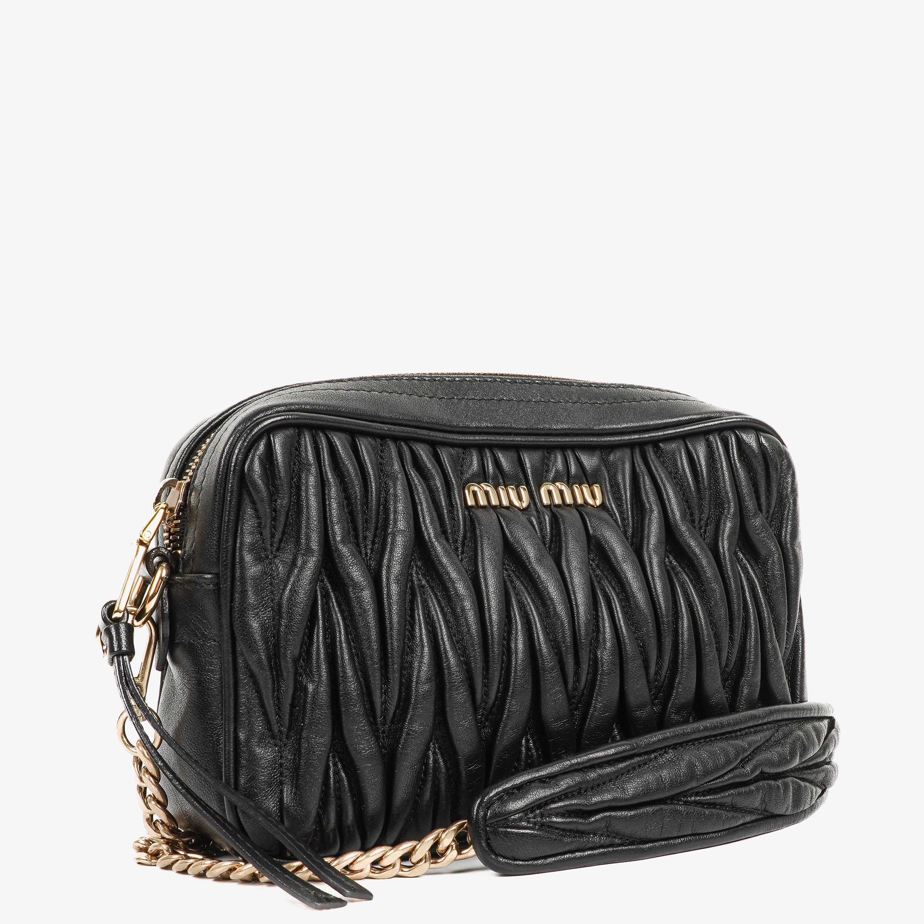 Miu Miu Matelasse Nero Leather Shoulder Bag