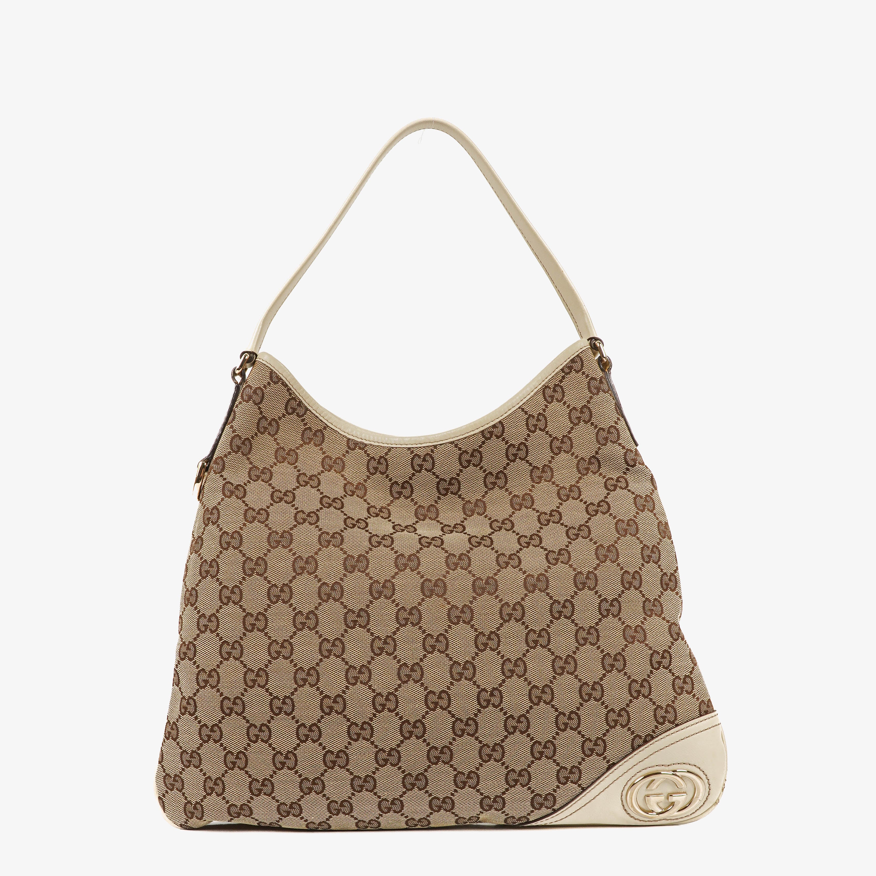 Gucci New Britt Beige Monogram Hobo Bag
