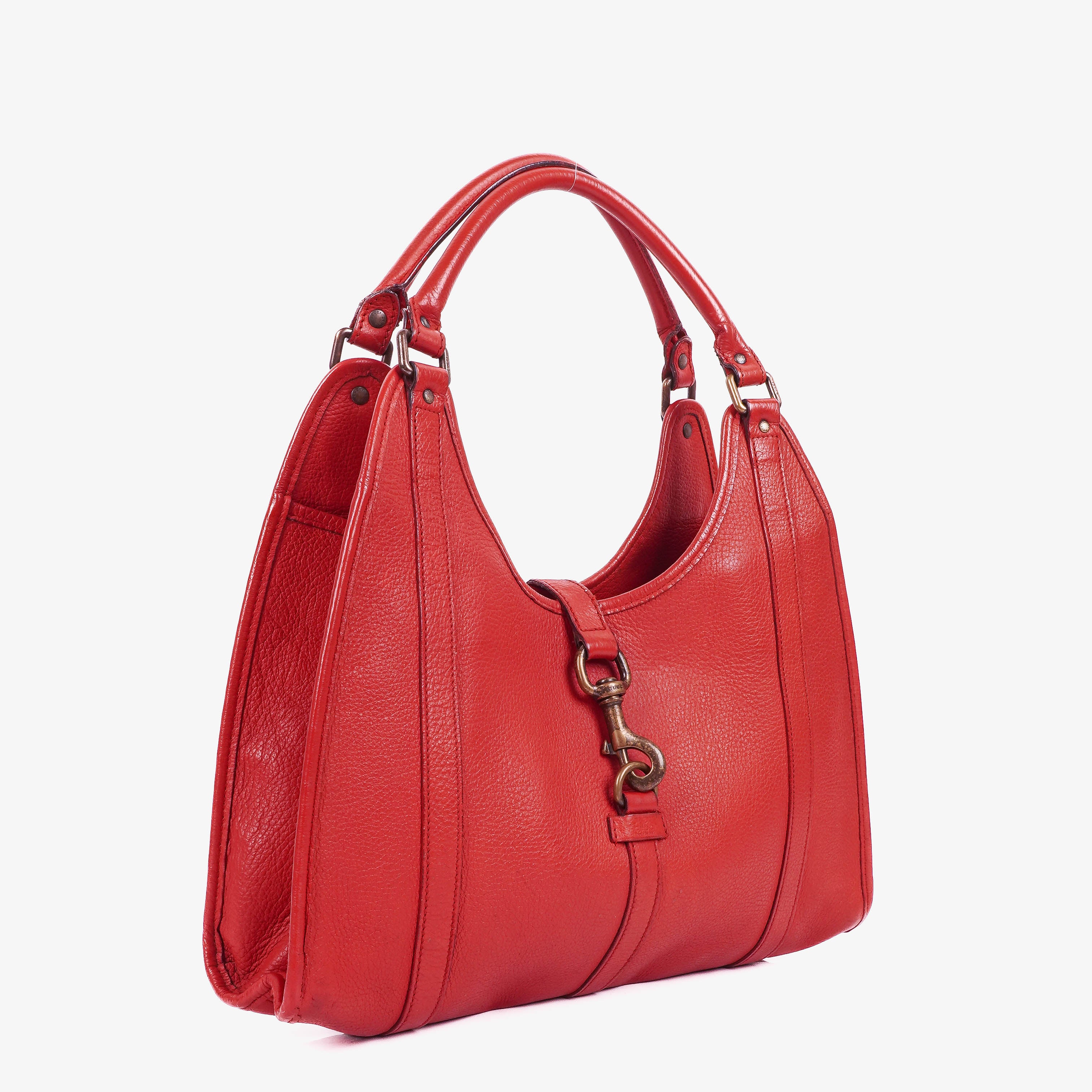 Gucci Jackie Bardot Red Leather Shoulder Bag
