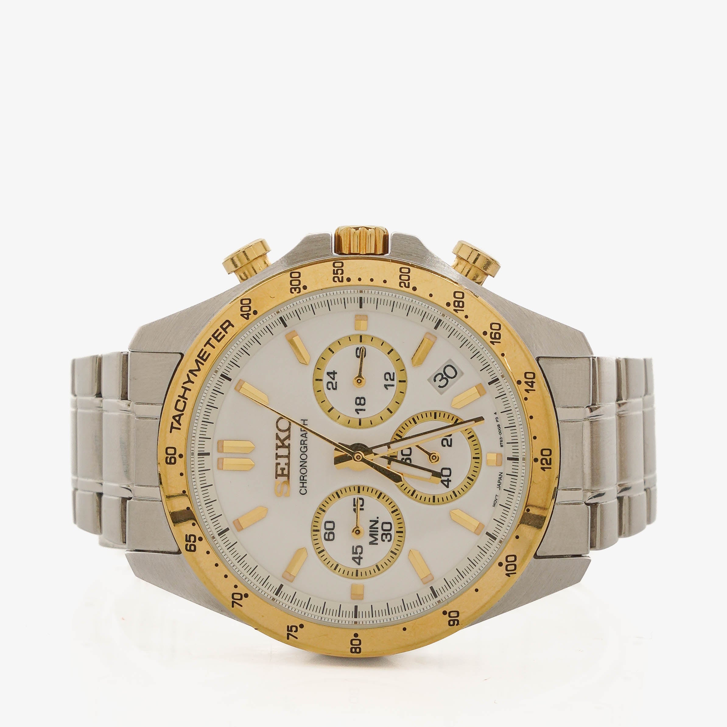 Seiko Spirit Chronograph White 10 Bar Water Resistant Stainless Steel Men's Watch
