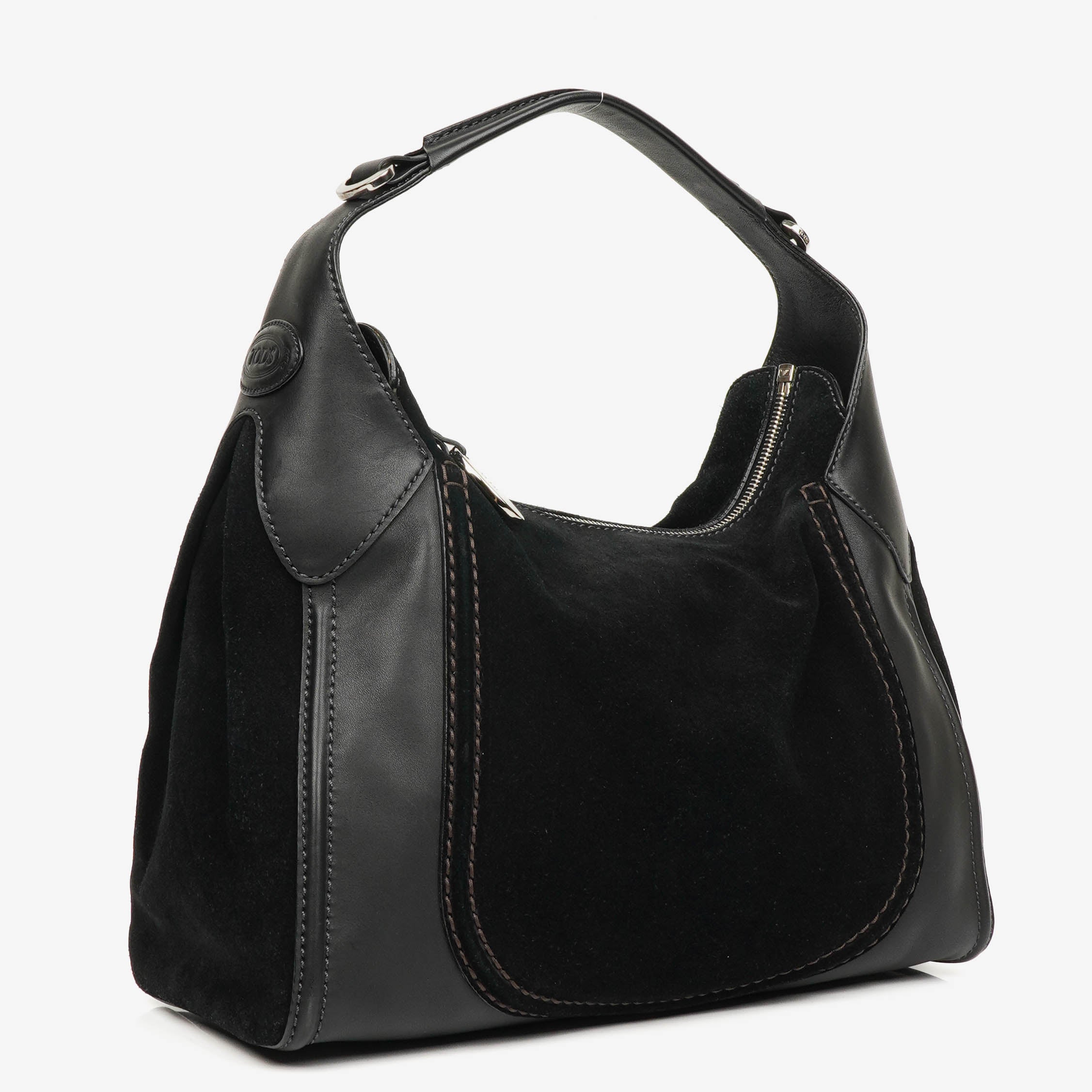 TOD'S Black Suede/Leather Handbag