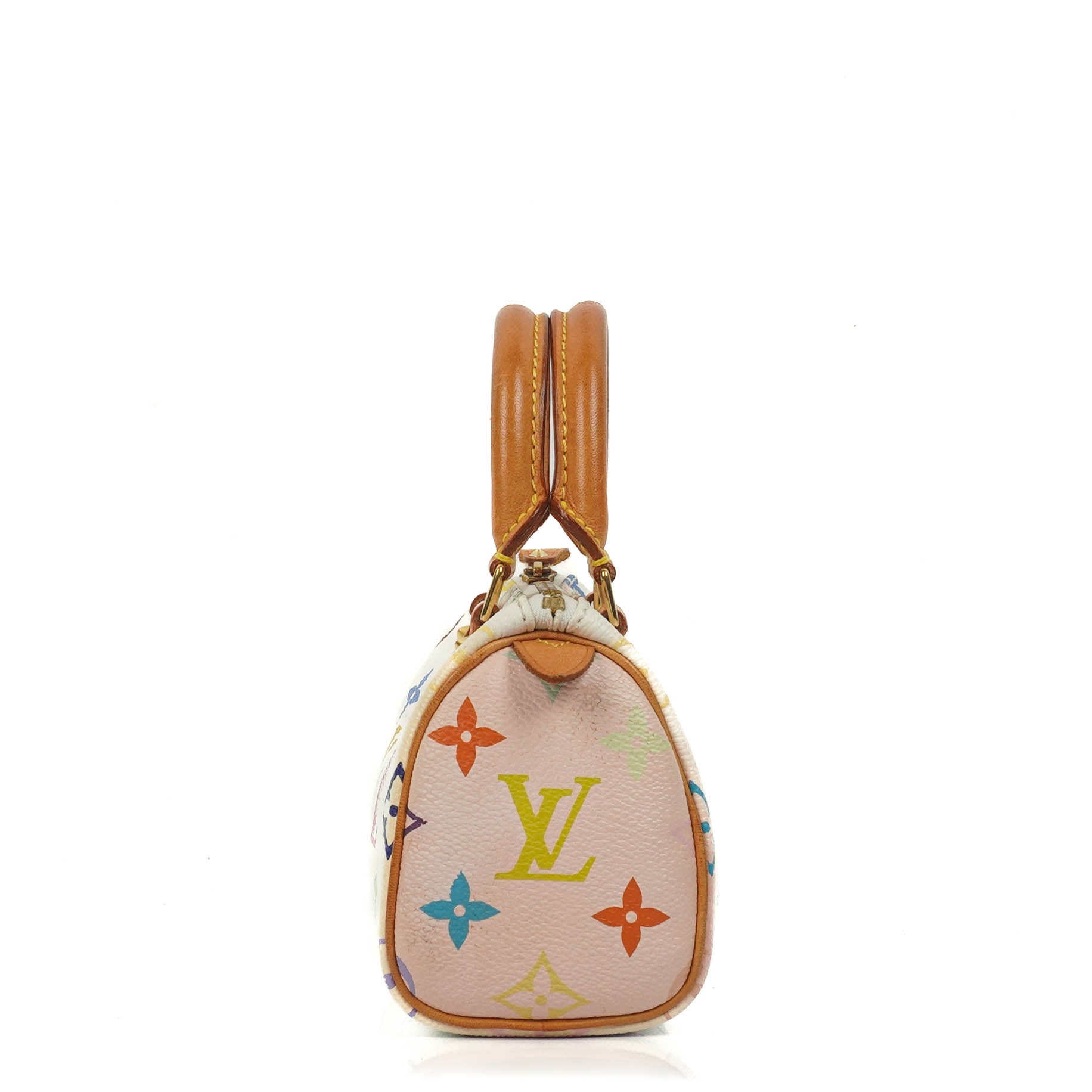 Louis Vuitton Takashi Murakami Nano Speedy White Multicolour Monogram Coated Canvas Mini Bag