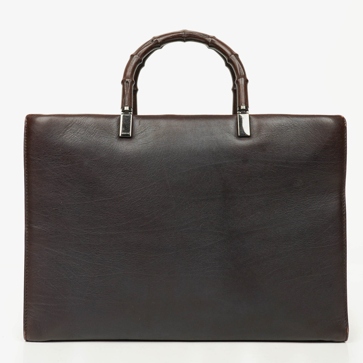 Gucci Brown Leather Bamboo Top Handle Bag