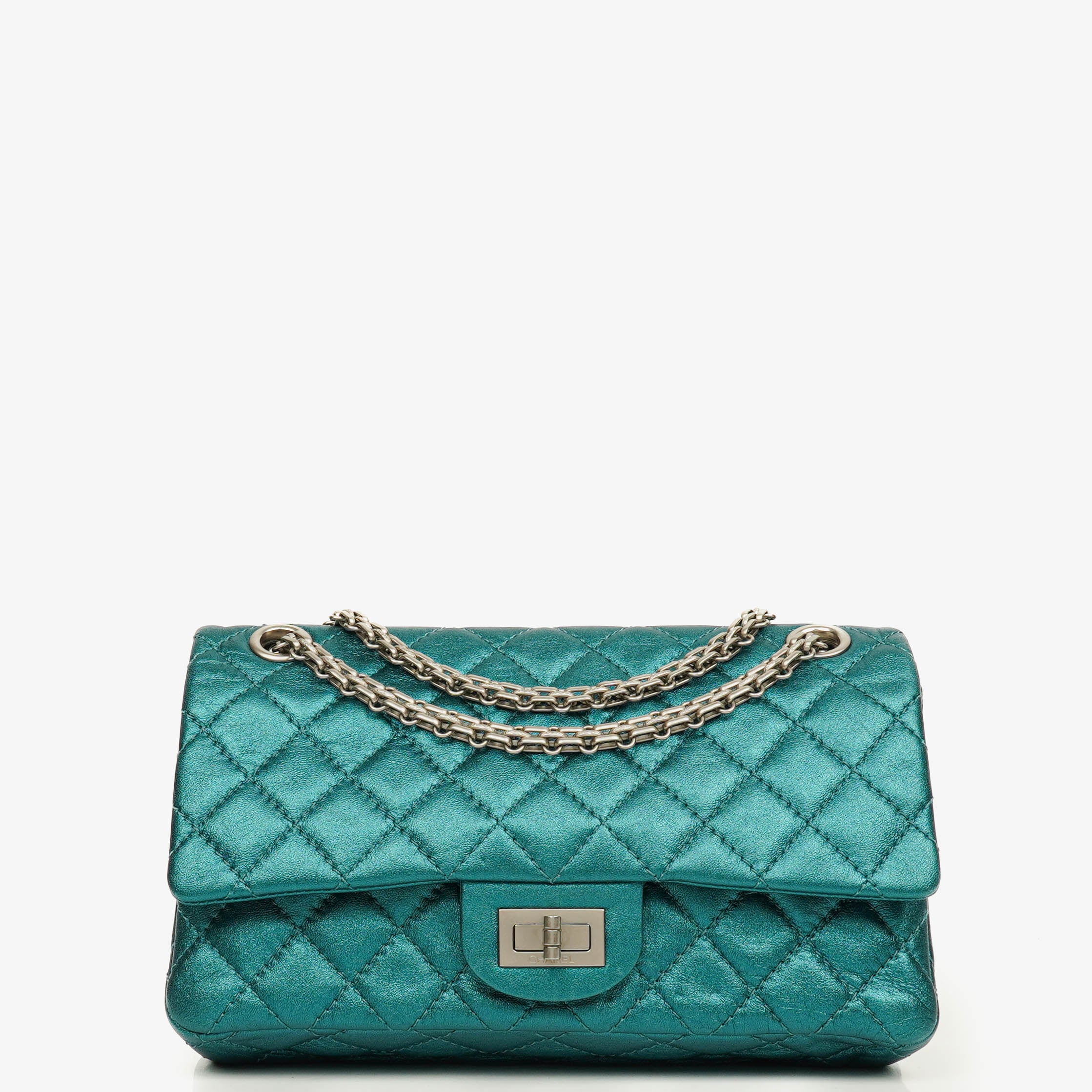 Chanel Turquoise Metallic 2.55 Reissue 225 Double Flap Bag