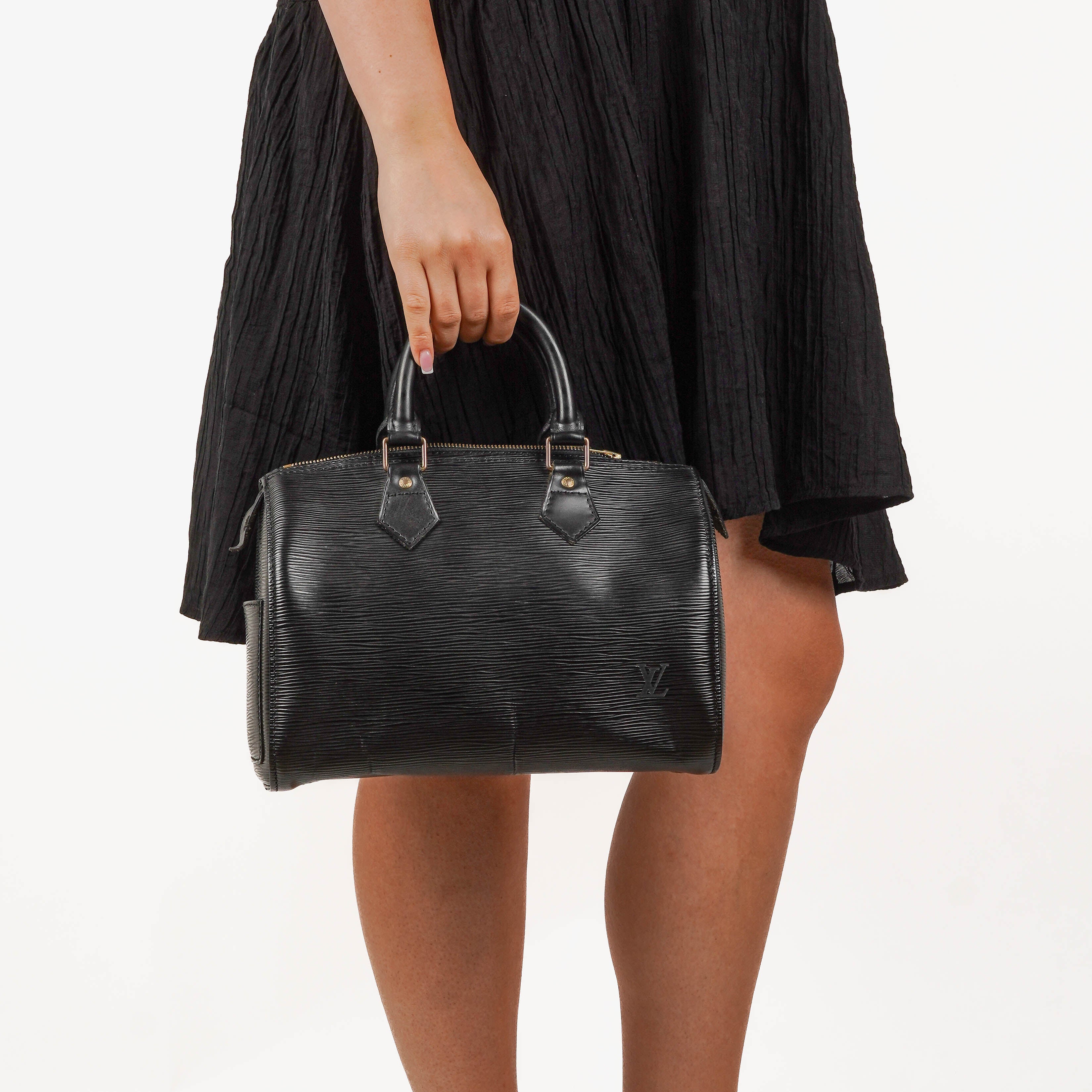 Louis Vuitton Speedy 25 Black EPI Leather Handbag