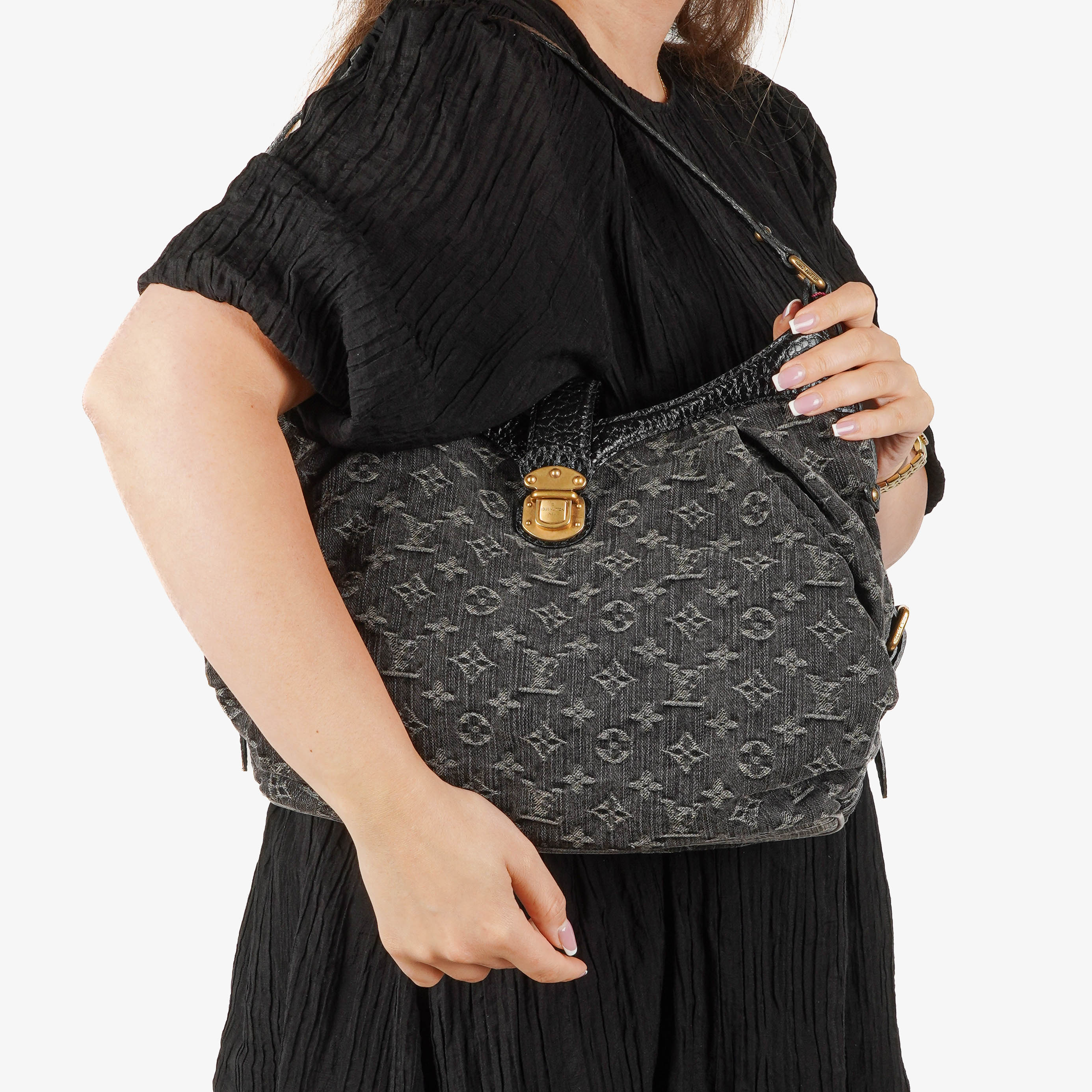 Louis Vuitton Mahina Black Denim Shoulder Bag