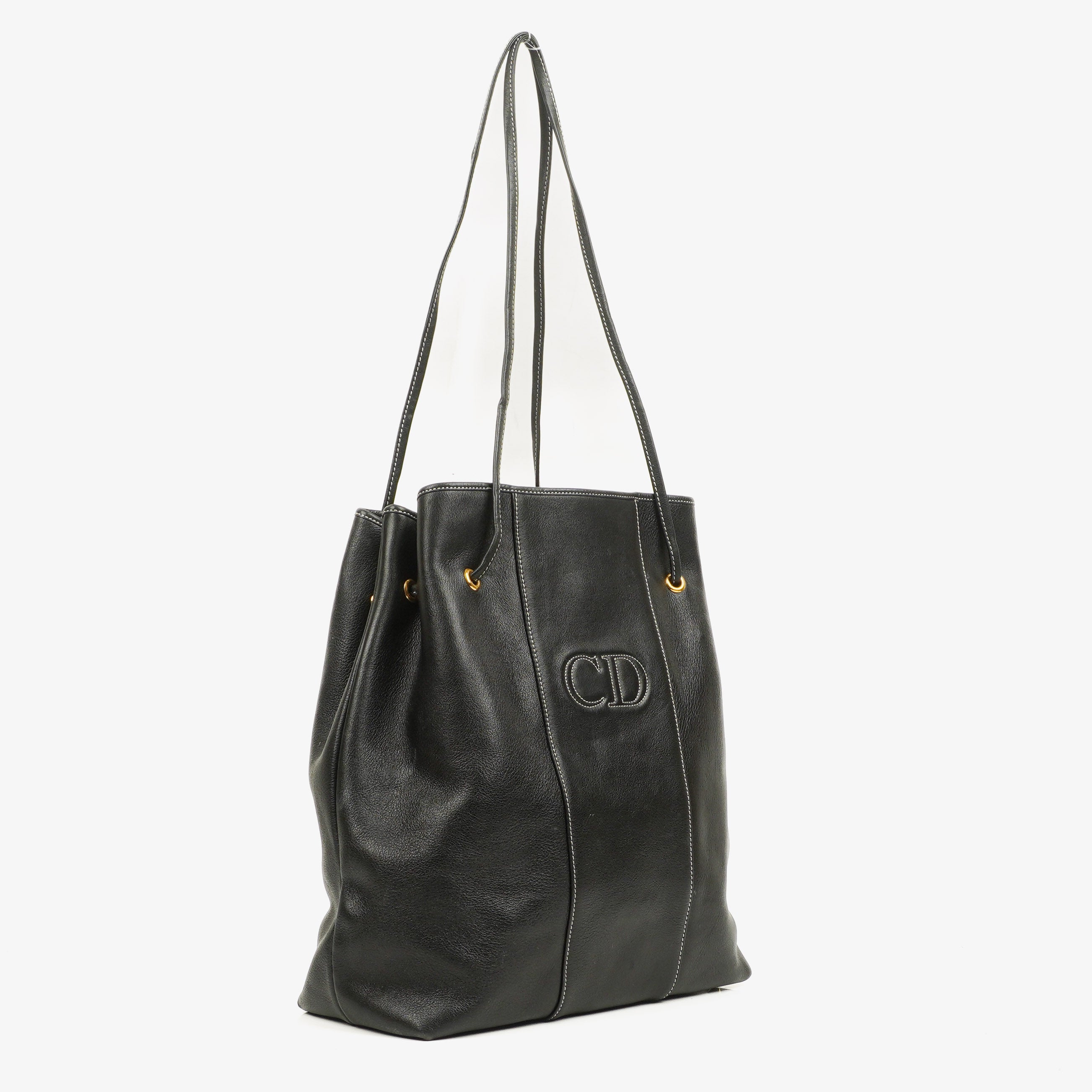 Christian Dior CD Logo Drawstring Tote Bag