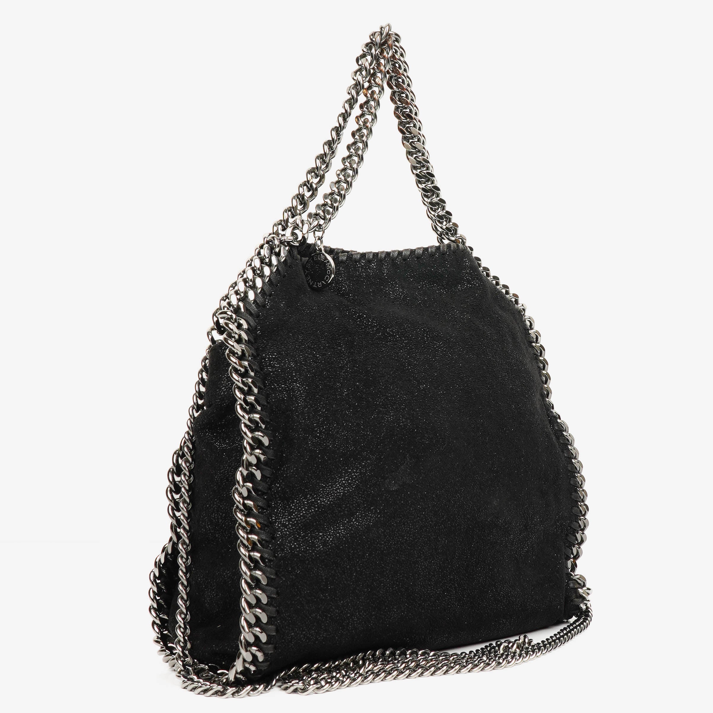 Stella McCartney Falabella Mini Tote Black Vegan Shaggy Deer Fold Over Bag