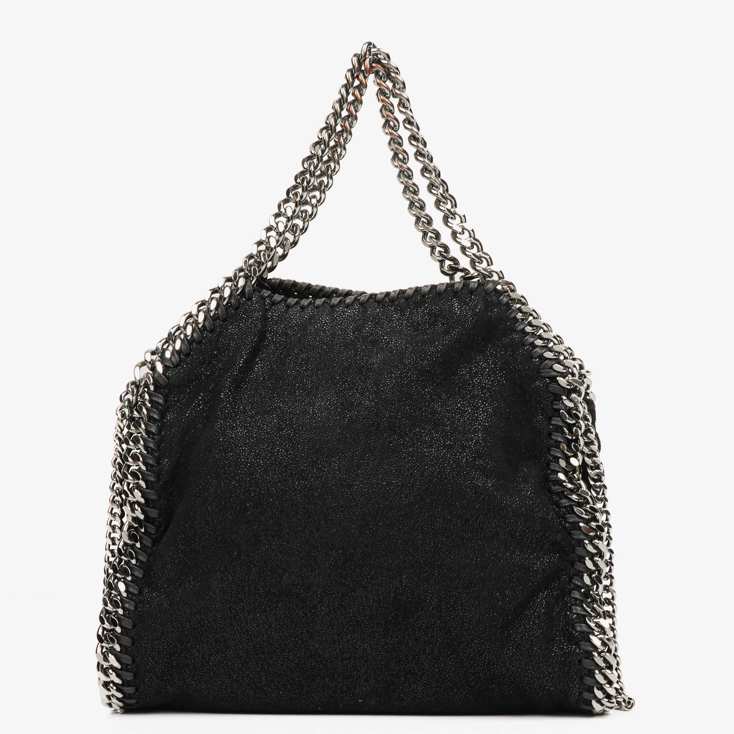 Stella McCartney Falabella Mini Tote Black Vegan Shaggy Deer Fold Over Bag