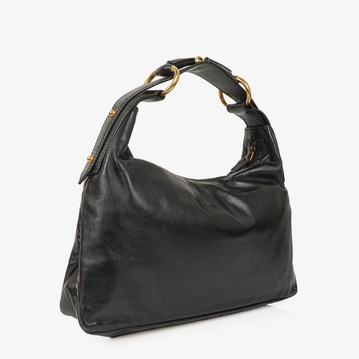Gucci Horsebit Medium Black Leather Hobo Bag