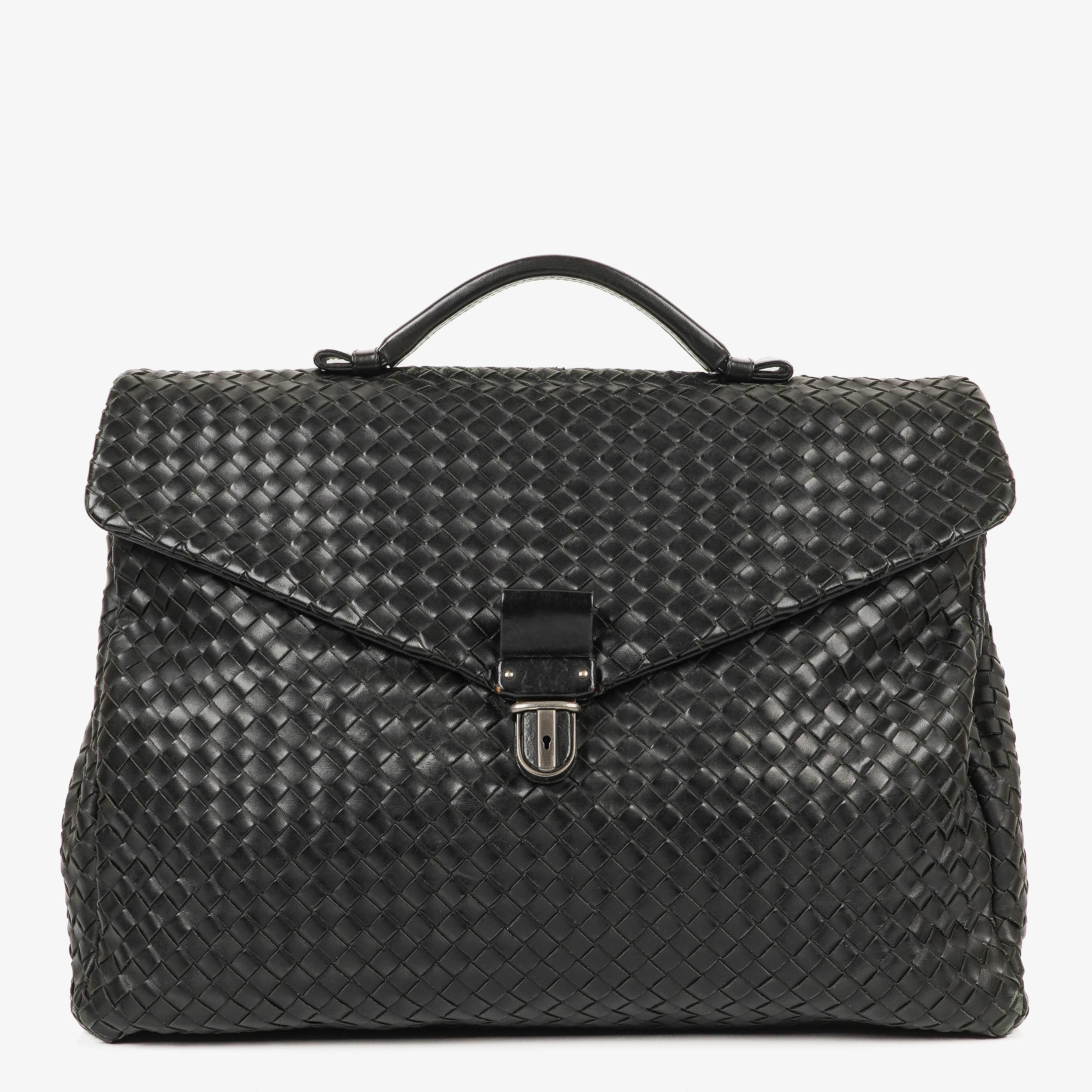 Bottega Veneta Intrecciato VN Black Briefcase Ebano