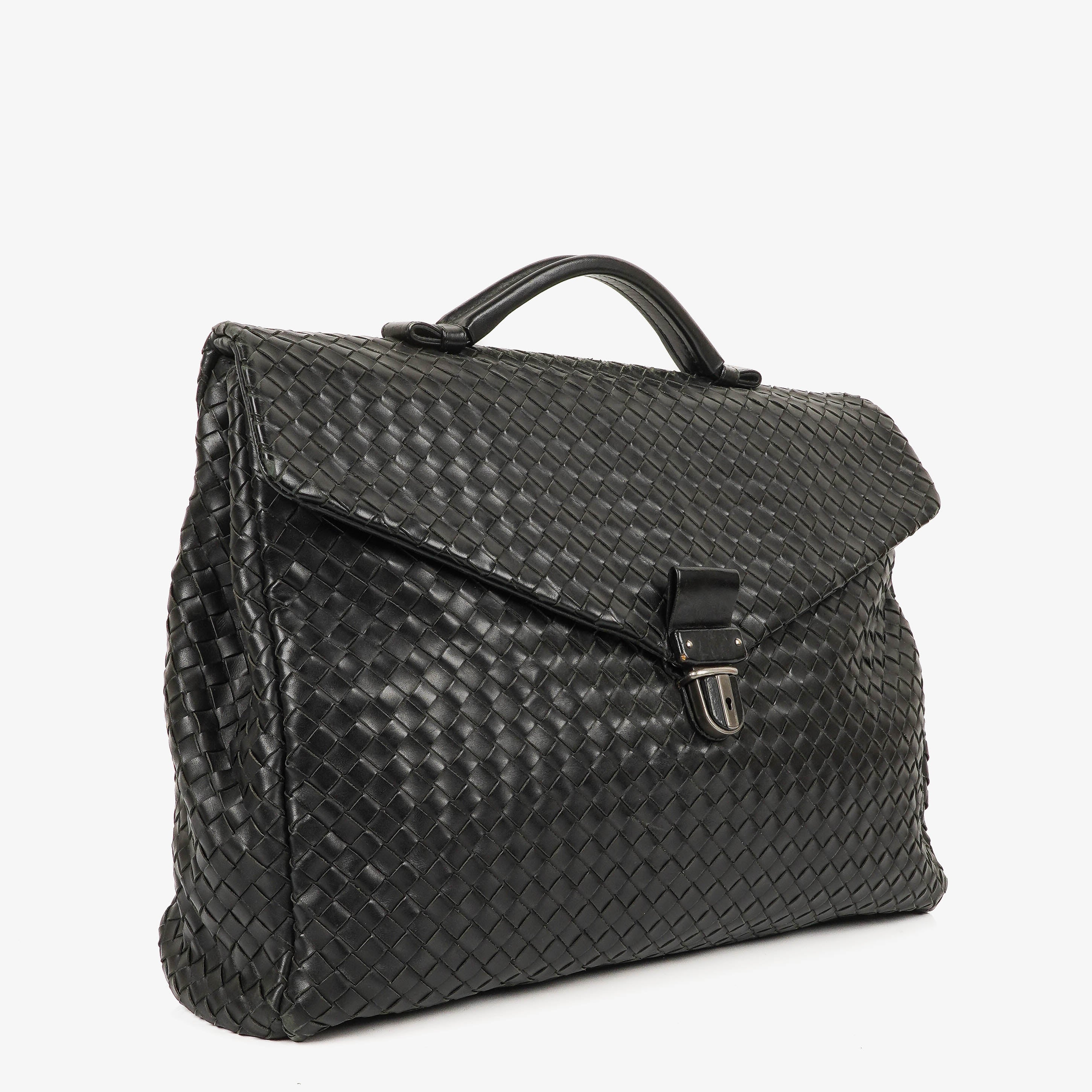 Bottega Veneta Intrecciato VN Black Briefcase Ebano