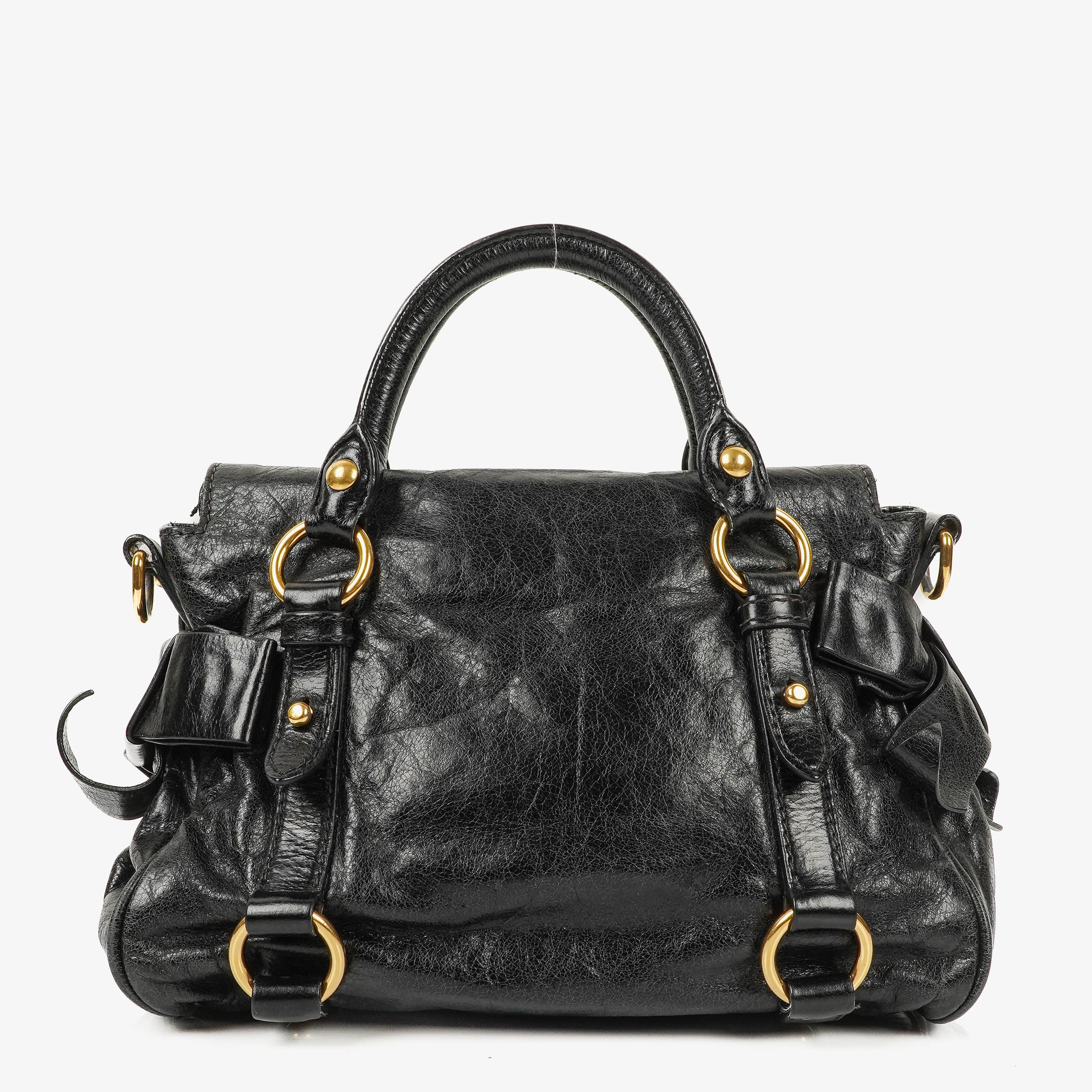 Miu Miu Vitello Black Bow Satchel Bag
