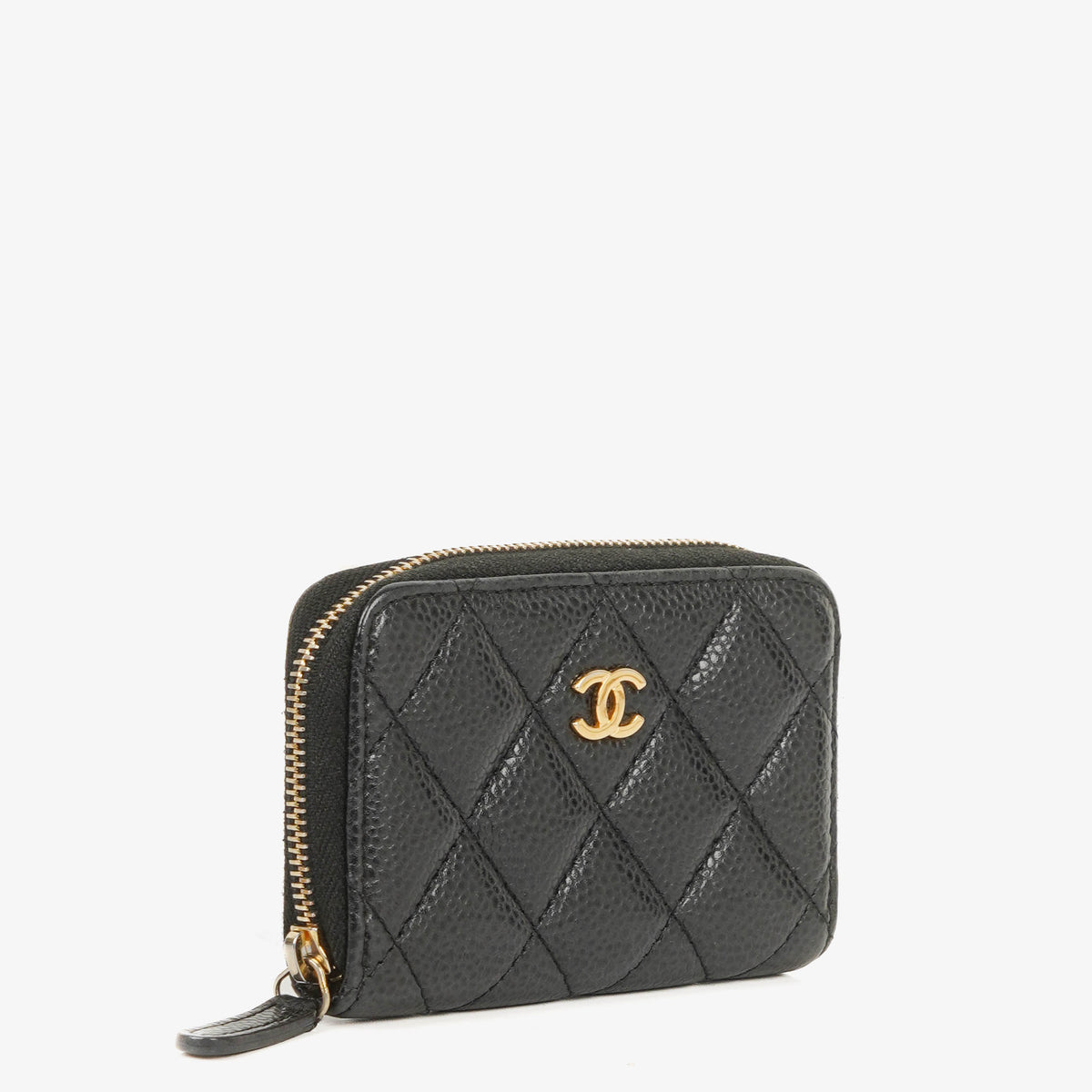 Chanel Black Caviar Leather Zip Wallet