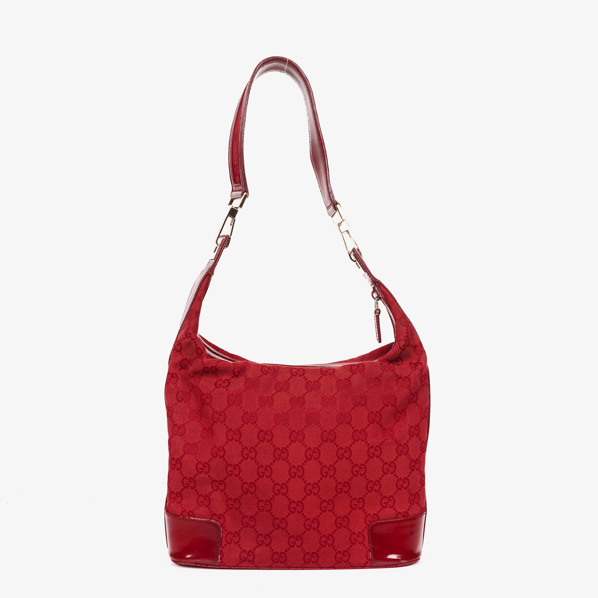 Gucci Red GG Canvas Shoulder Hobo Bag