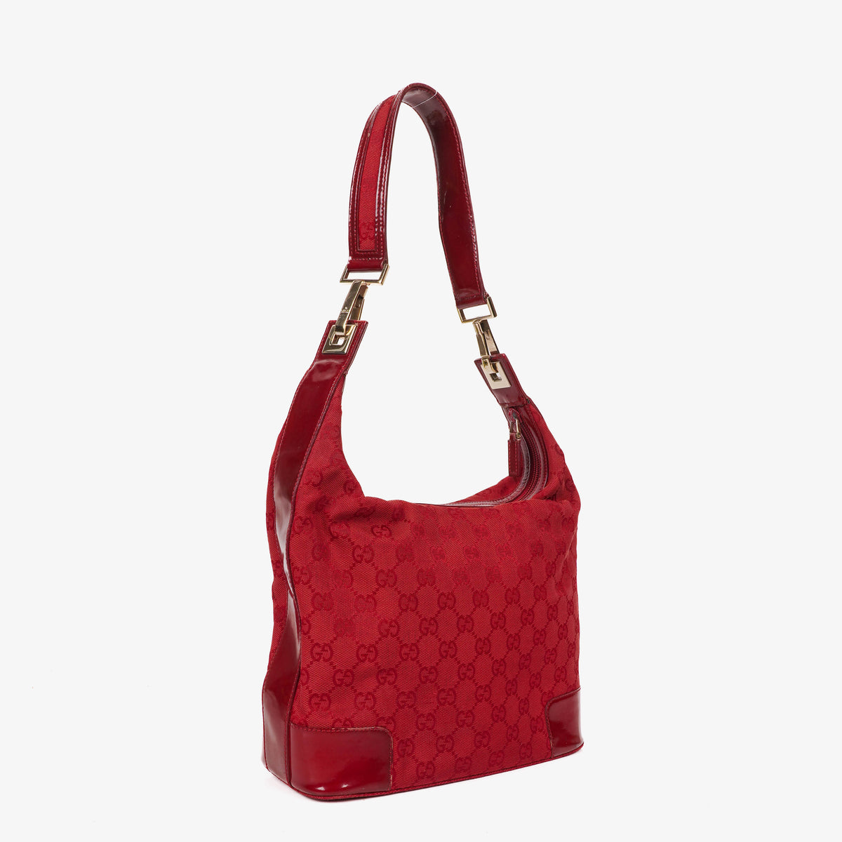 Gucci Red GG Canvas Shoulder Hobo Bag