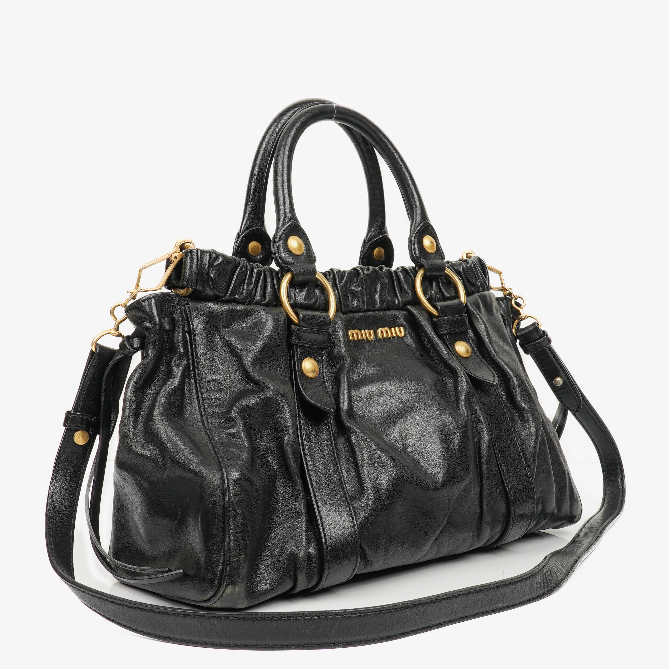 Miu Miu Black Vitello Satchel Bag