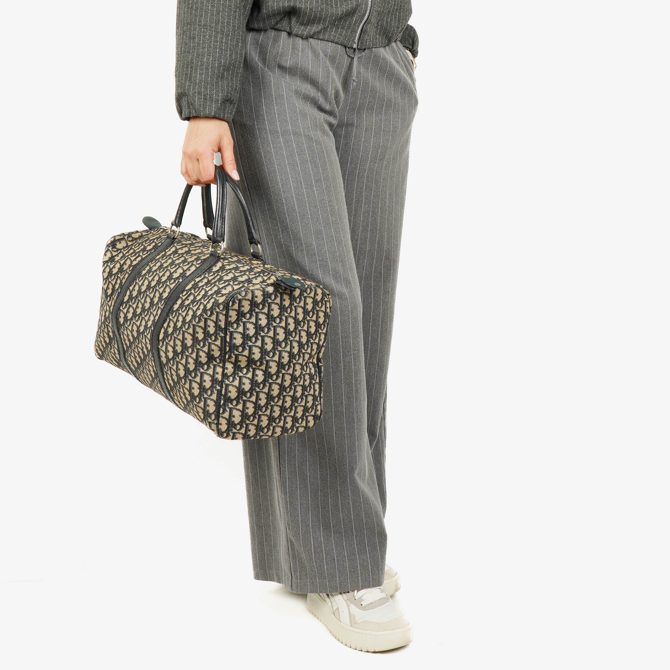 Sac Boston Christian Dior Trotter 40 vintage beige/marine