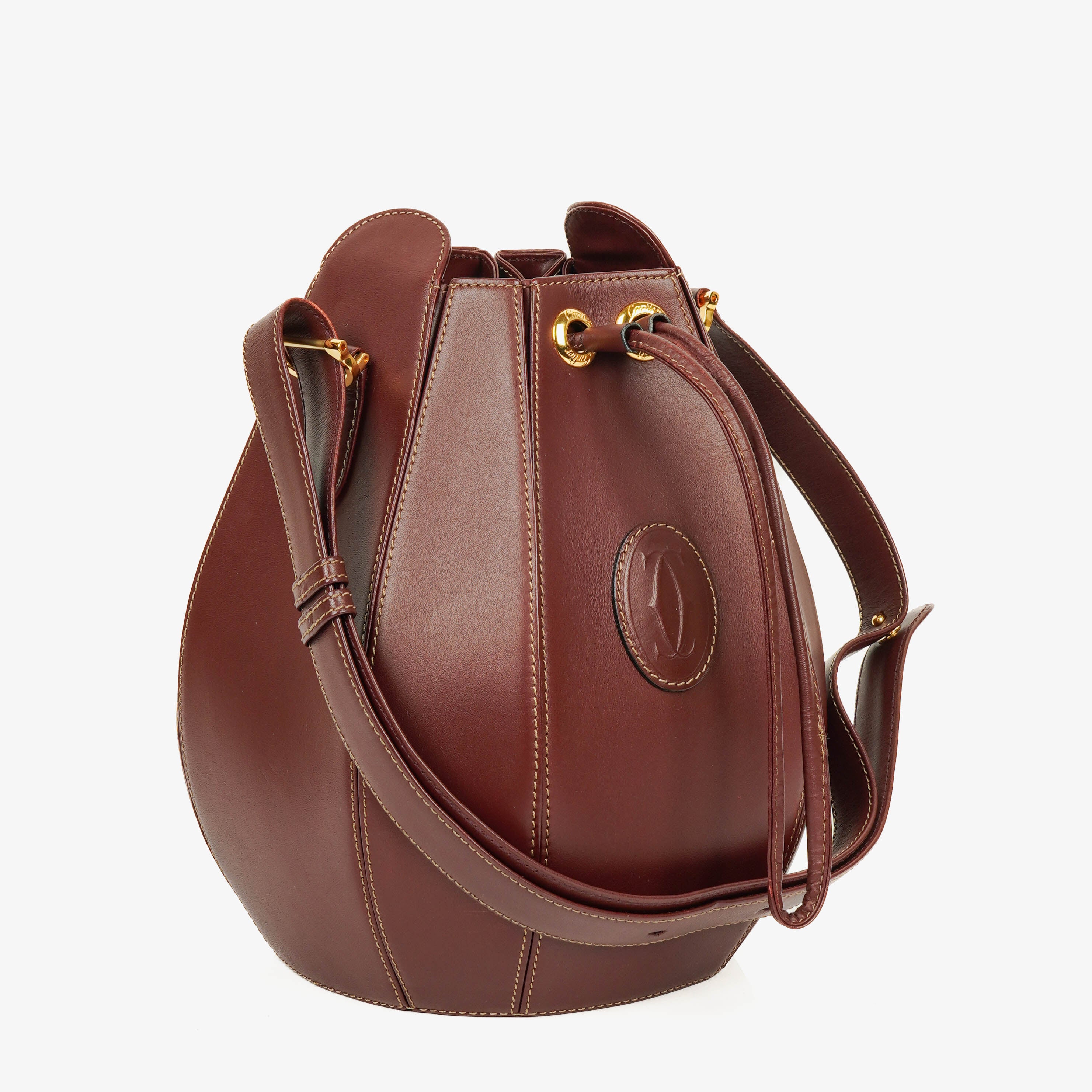 Sac en cuir bordeaux Cartier Must De Cartier