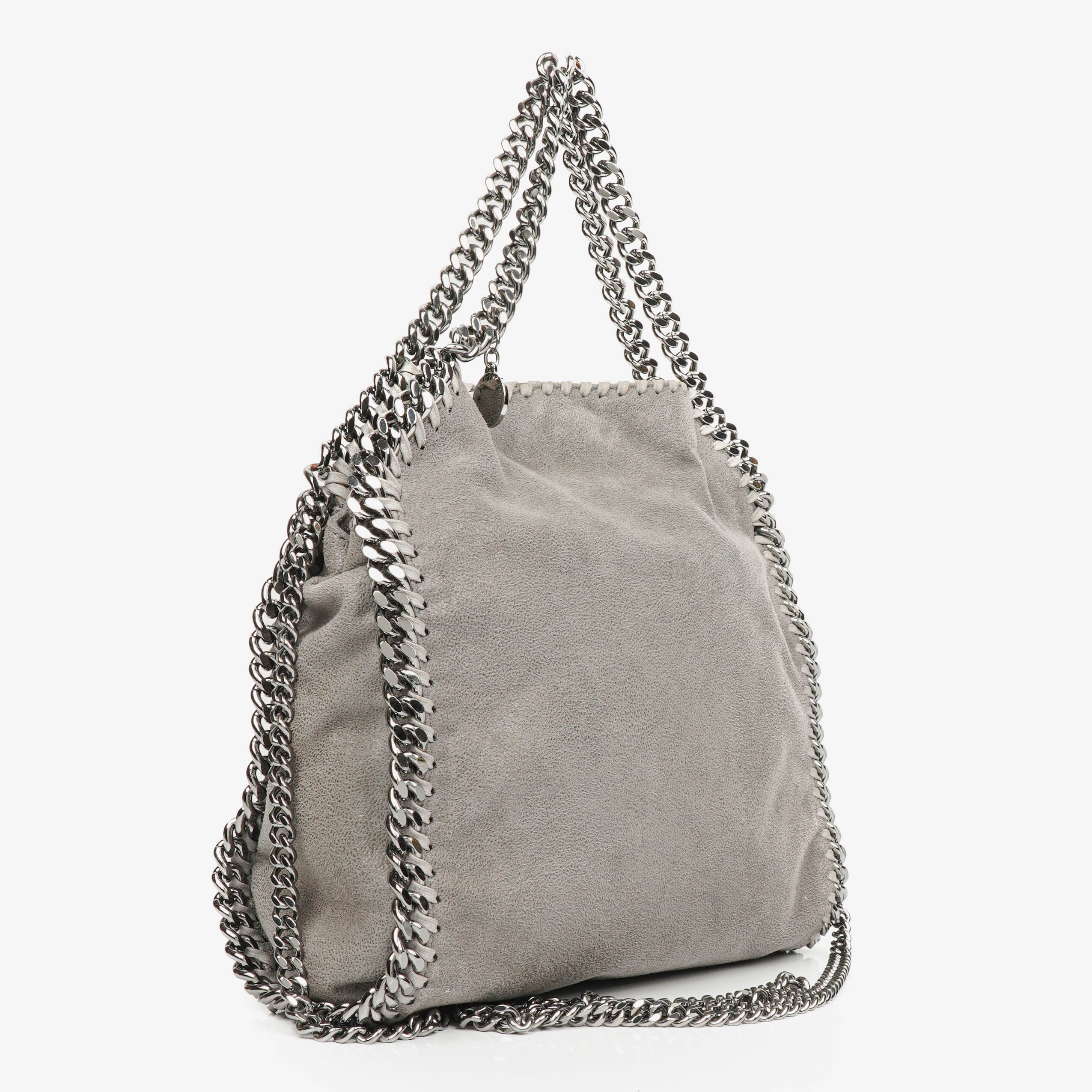 Stella McCartney Falabella Mini Tote Grey Vegan Shaggy Deer Fold Over Bag