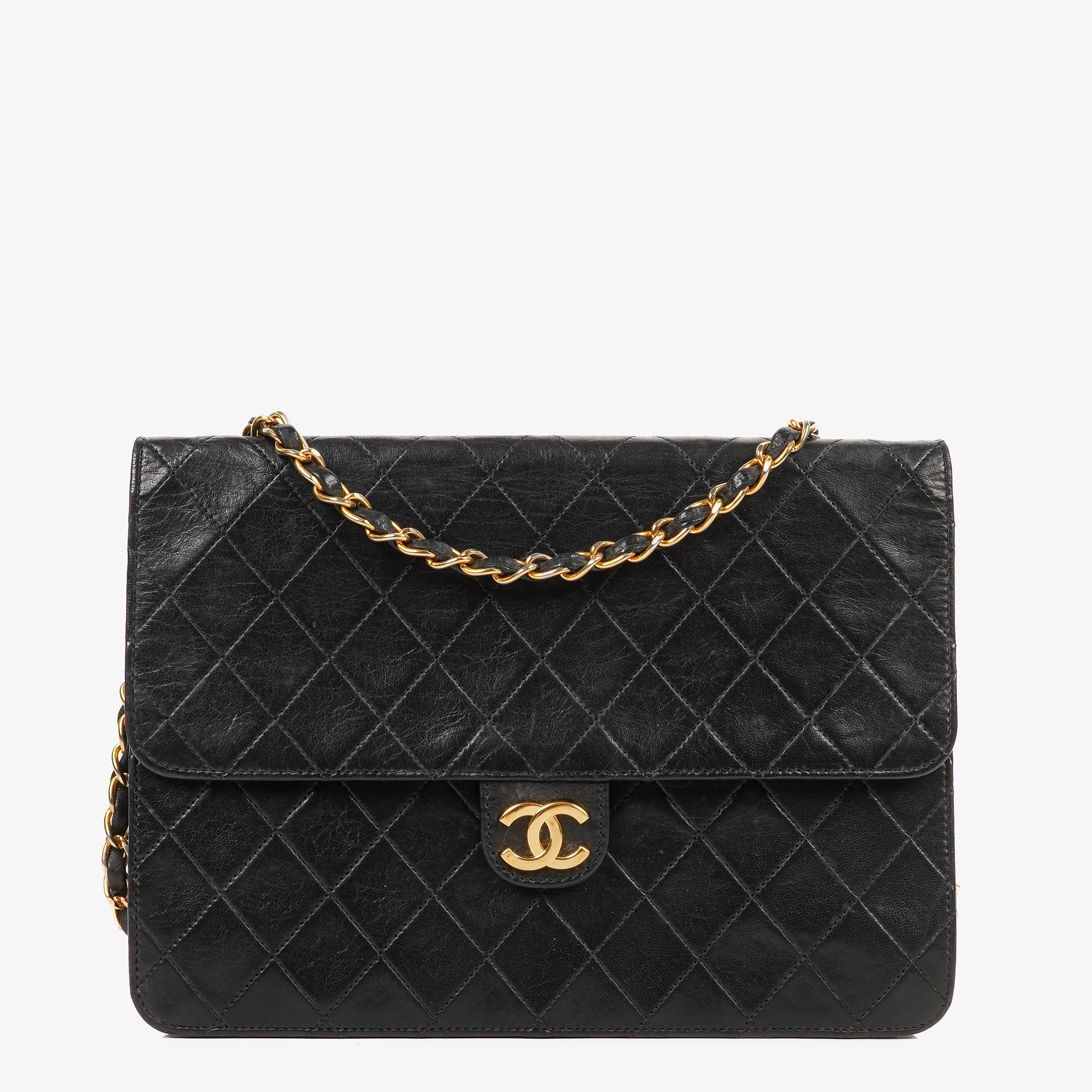 Chanel Medium Classic Single Flap Bag Black Quilted Lambskin With 24K Gold-Plated Hardware