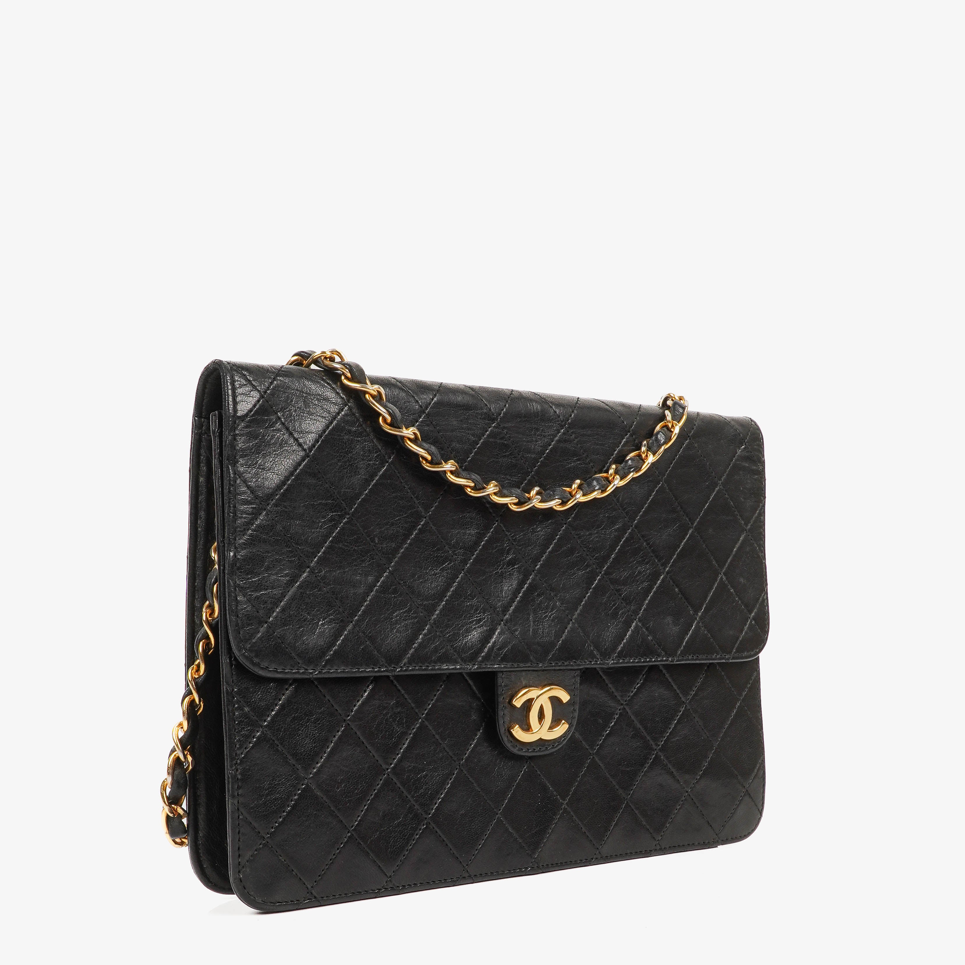 Chanel Medium Classic Single Flap Bag Black Quilted Lambskin With 24K Gold-Plated Hardware