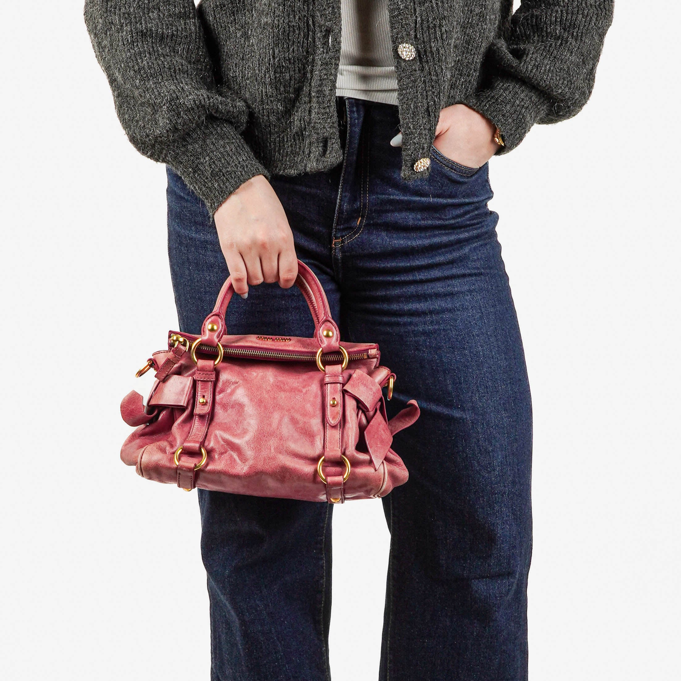 Miu Miu Vitello Bow Satchel Bag