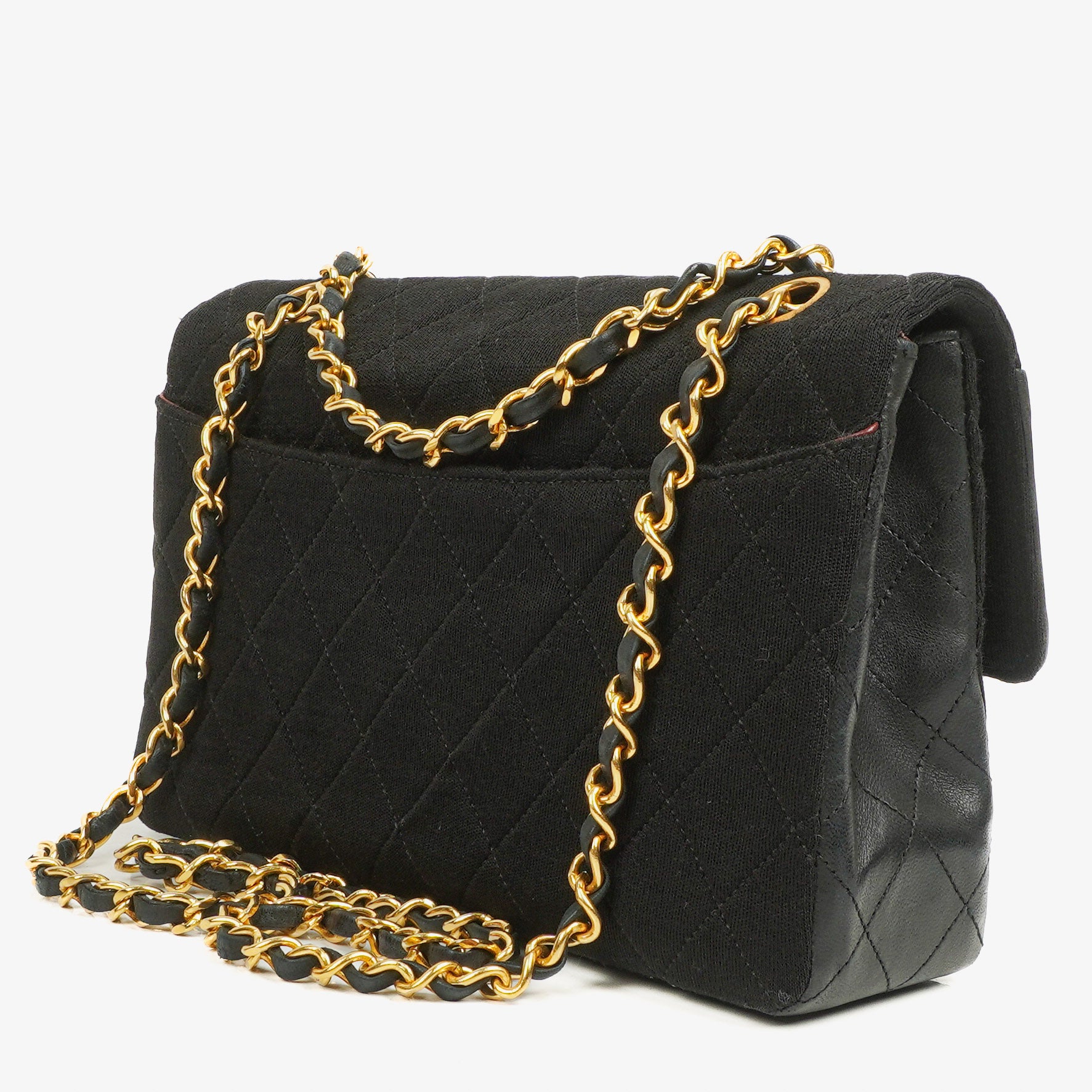 Chanel Medium Classic Vintage Single Flap Bag Quilted Lambskin And Jersey 24K Gold-Plated Hardware