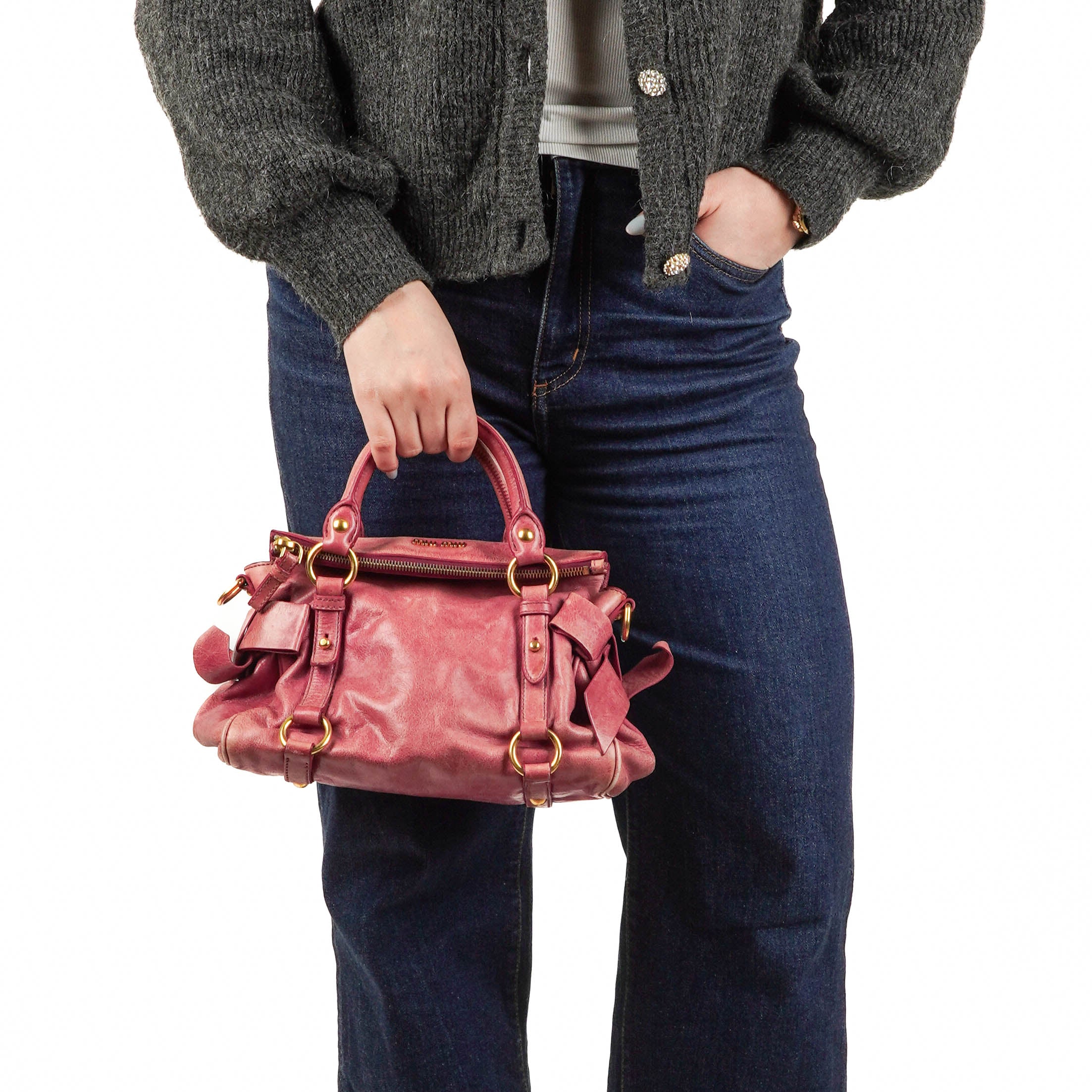 Miu Miu Vitello Bow Satchel Bag