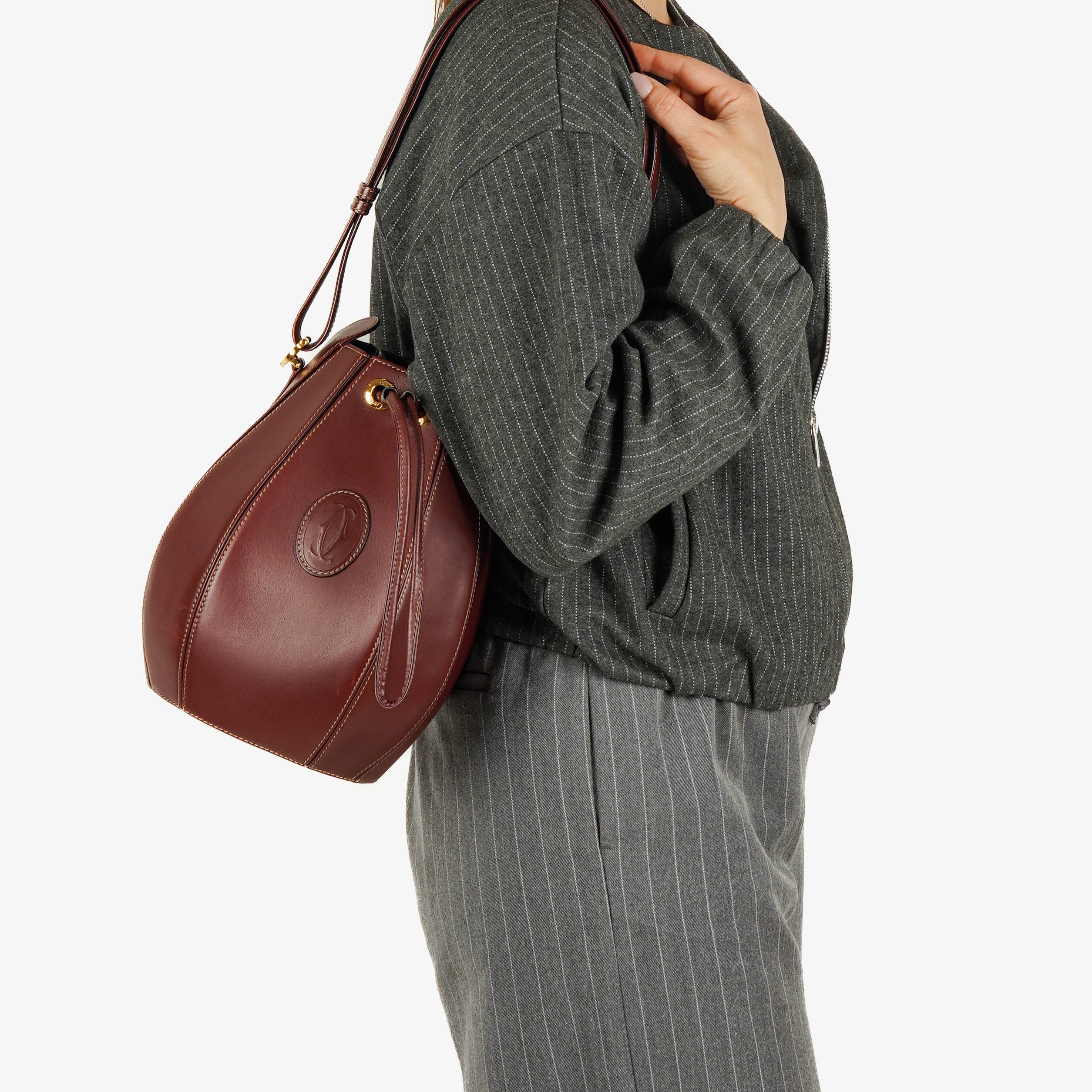 Sac en cuir bordeaux Cartier Must De Cartier