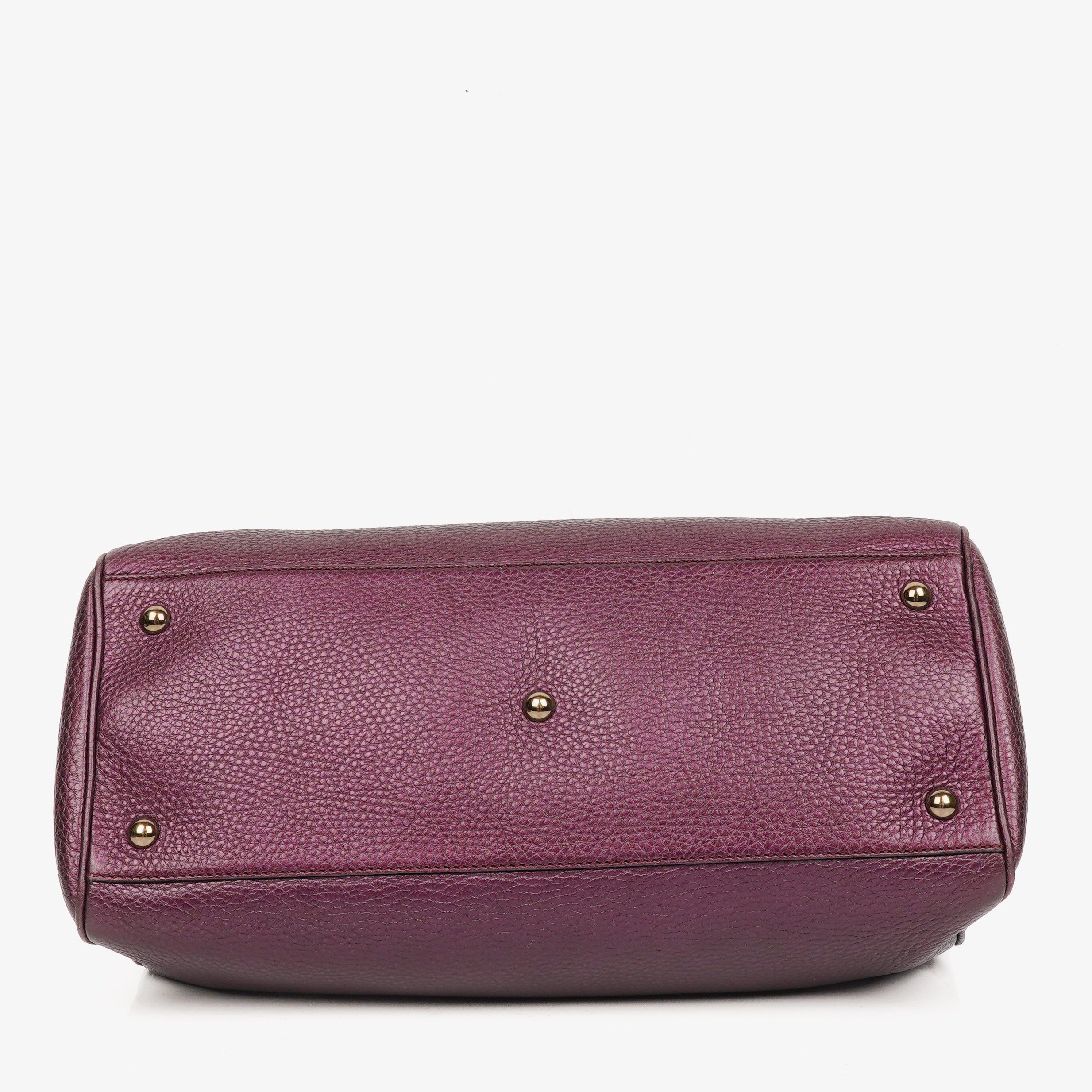 Gucci Purple Pebbled Calfskin Medium Bamboo Shopper Tote Bag