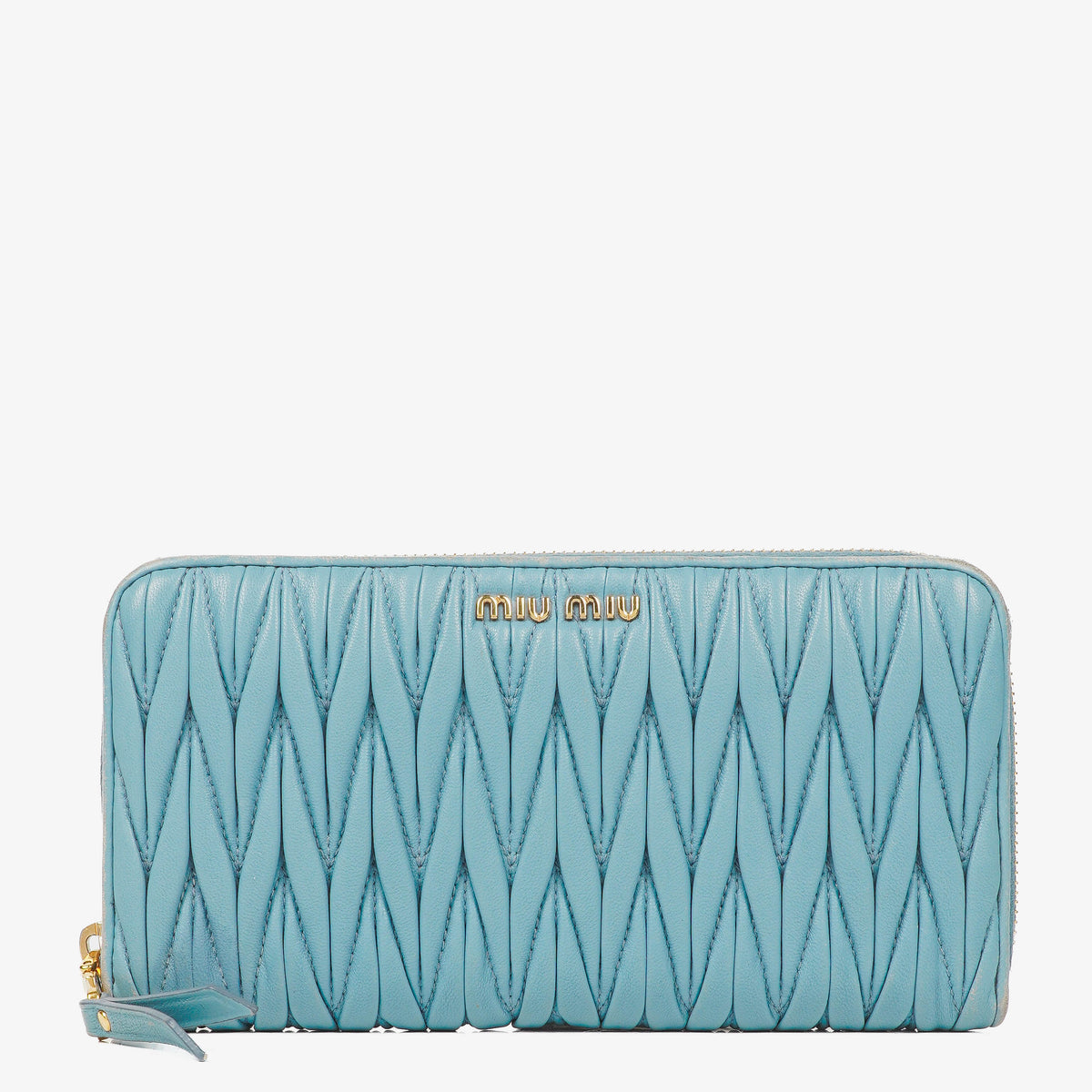 Miu Miu Matelasse Light Blue Wallet
