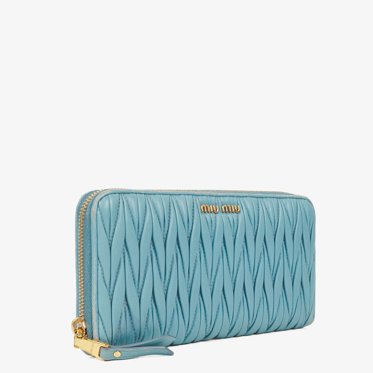 Miu Miu Matelasse Light Blue Wallet