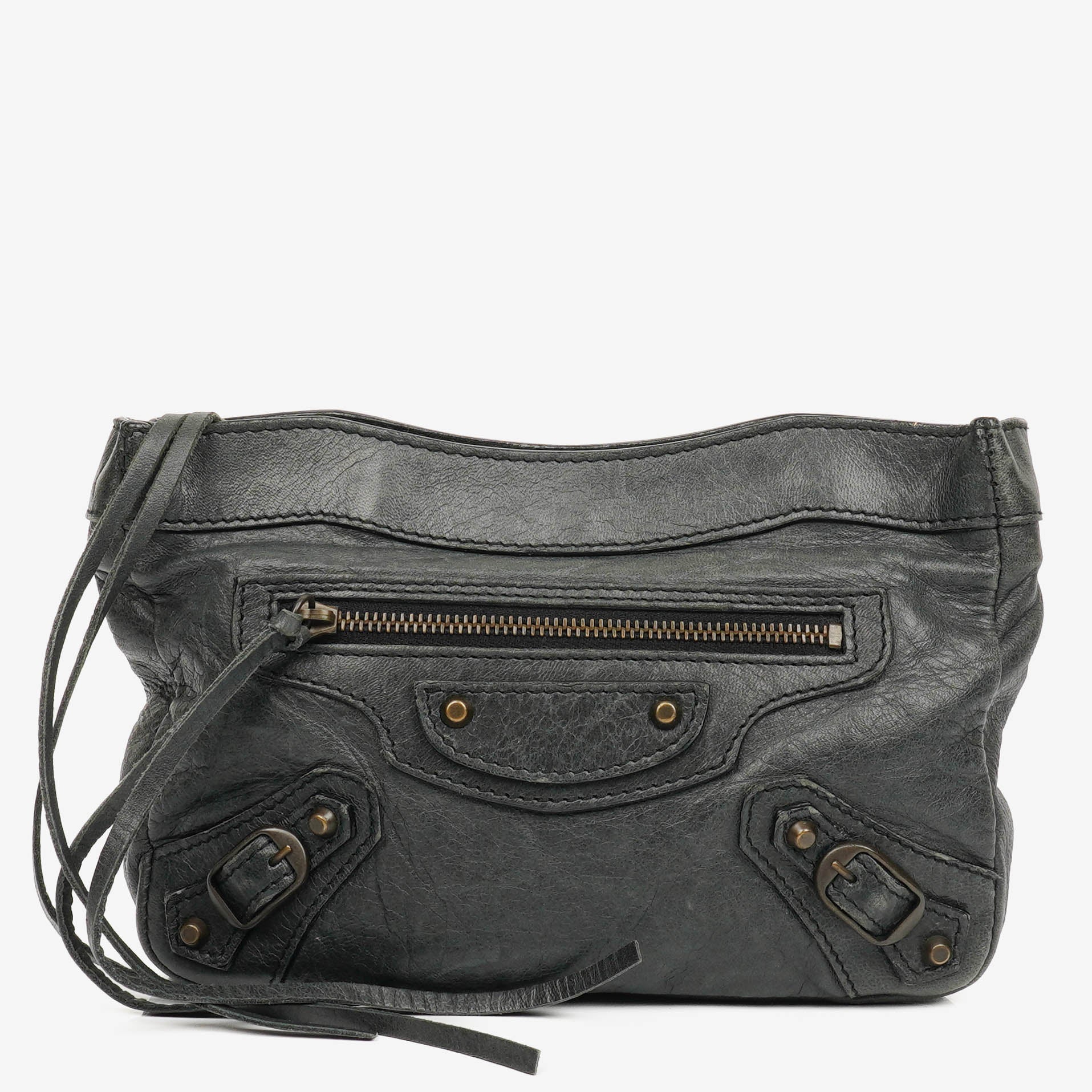 Balenciaga Black Chevre Leather Trousse Maquillage Cosmetic Pouch