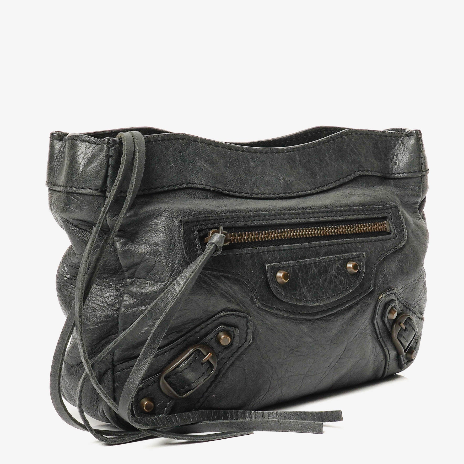 Balenciaga Black Chevre Leather Trousse Maquillage Cosmetic Pouch
