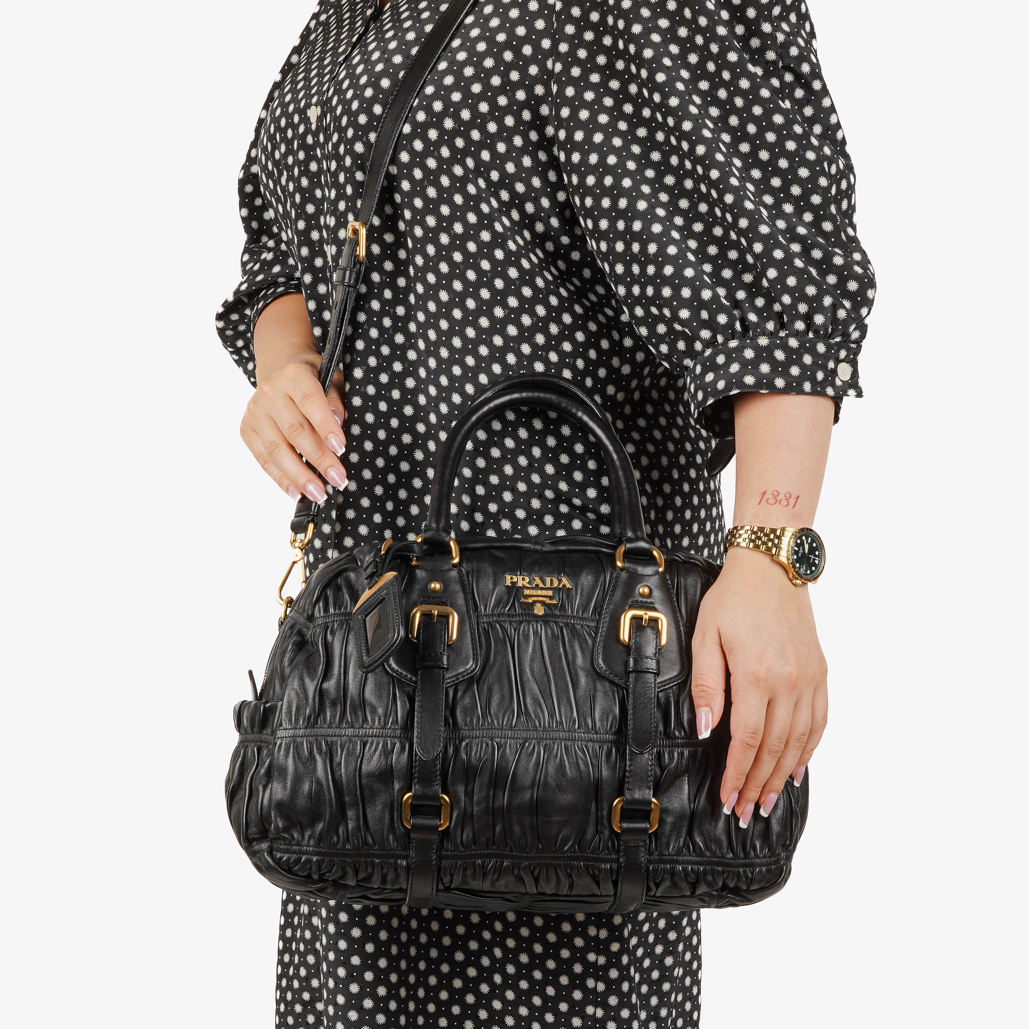 Prada Nappa Gaufre'An Nero Shoulder Bag