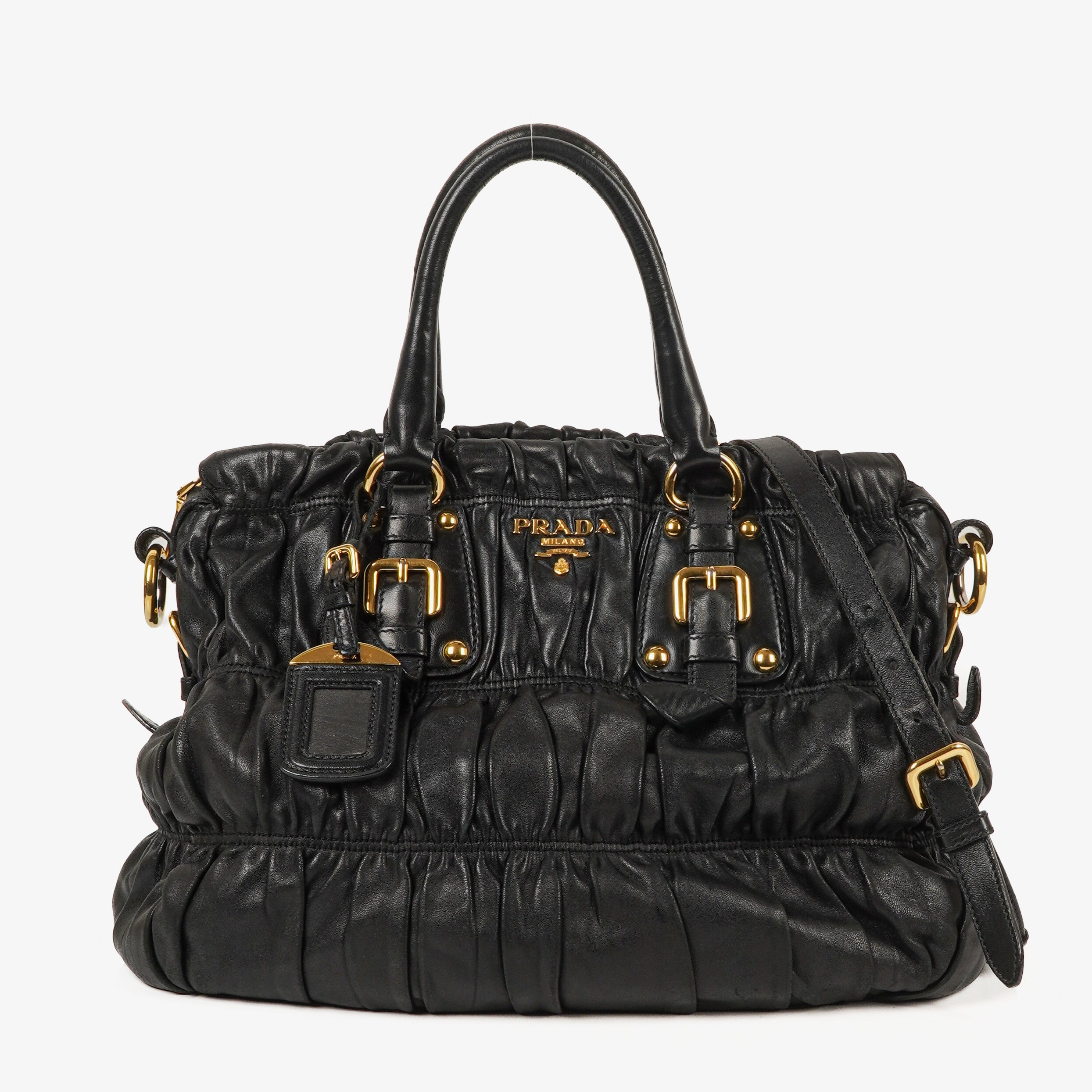 Prada Nappa Leather Gaufre Black Tote Bag