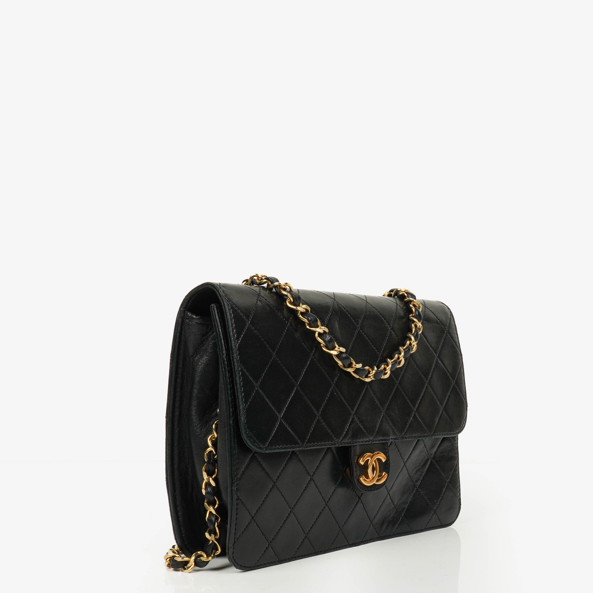 Chanel Classic Single Flap Bag Black Quilted Lambskin With 24K Gold-Plated Hardware