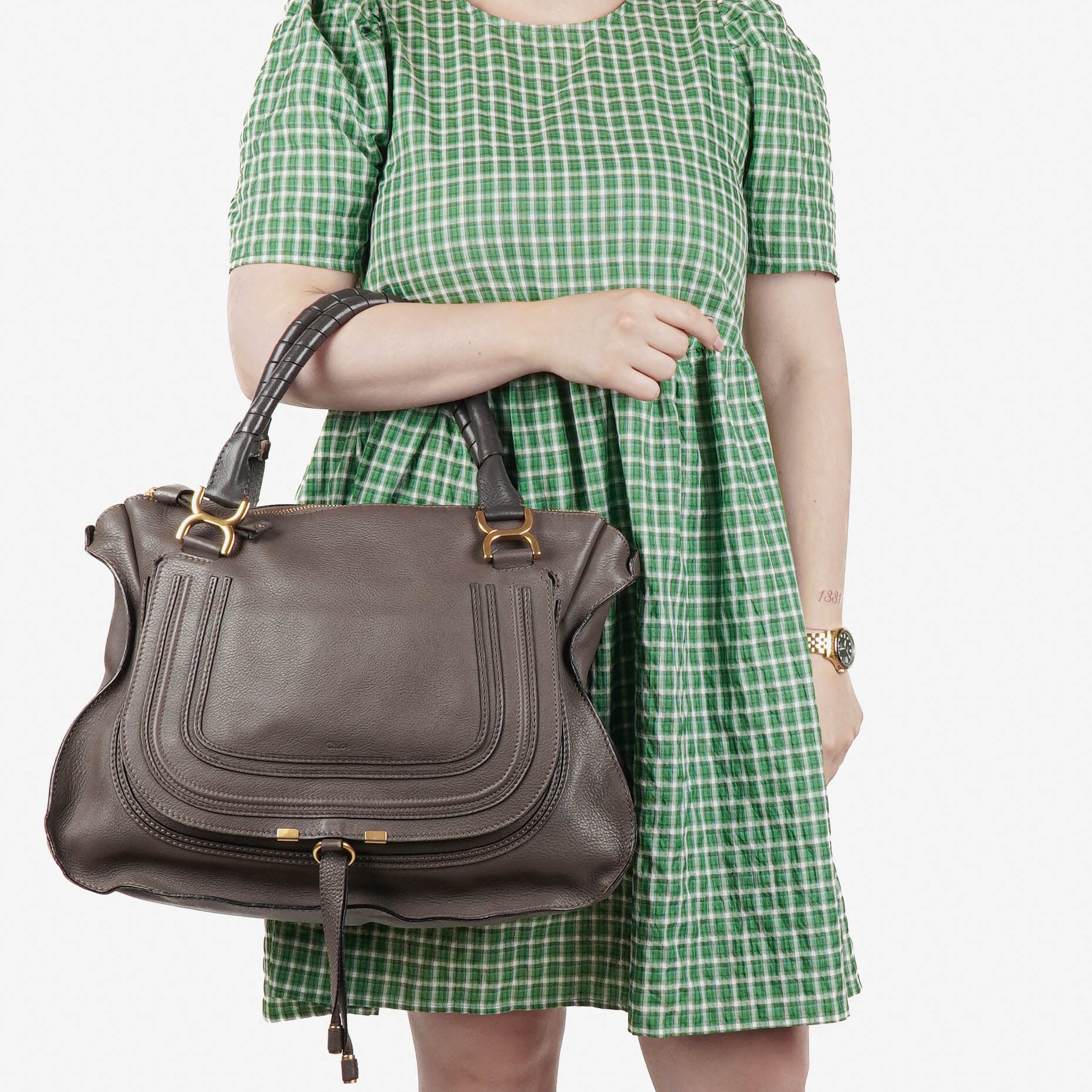 Chloe Marcie Leather Top Handle Shoulder Bag