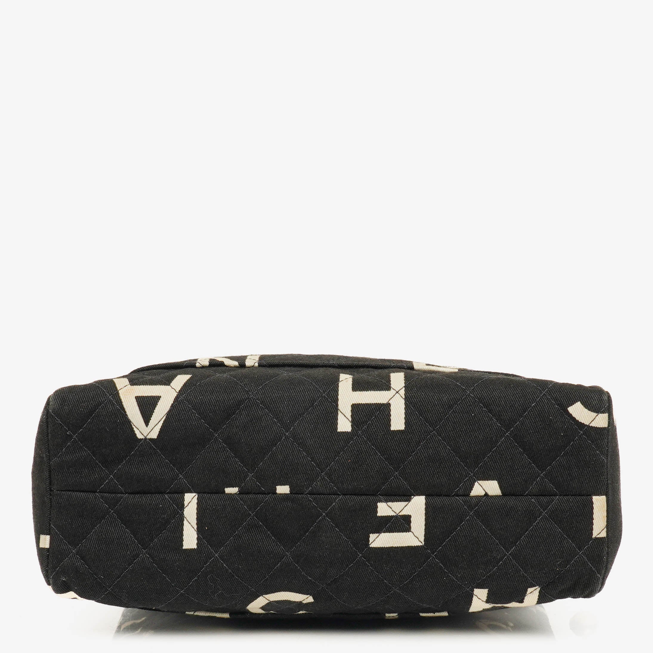 Chanel Black/White Logo Print Tote Bag