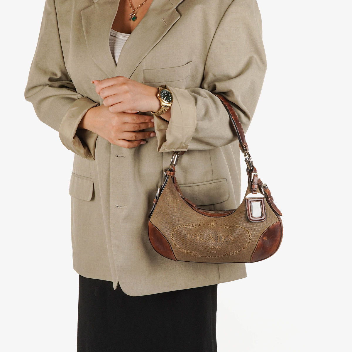 Prada Canapa Logo Hobo Shoulder Bag